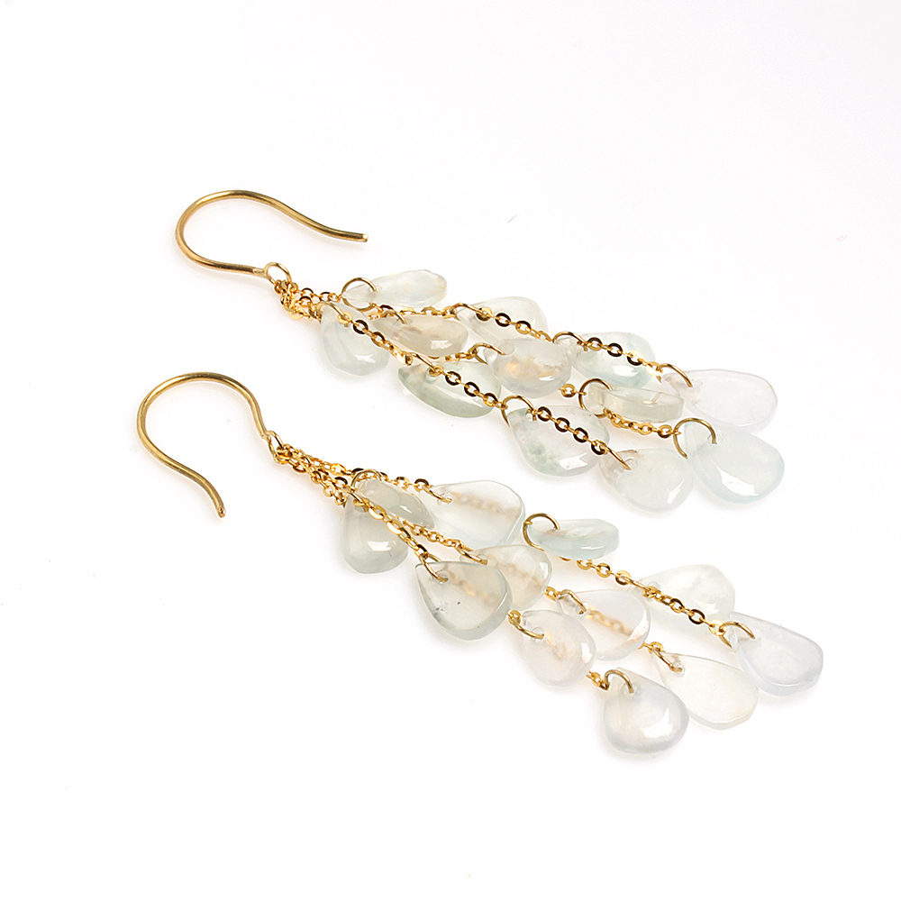 涓滴成流天然玻璃種翡翠耳環-水滴形-雅紅珠寶