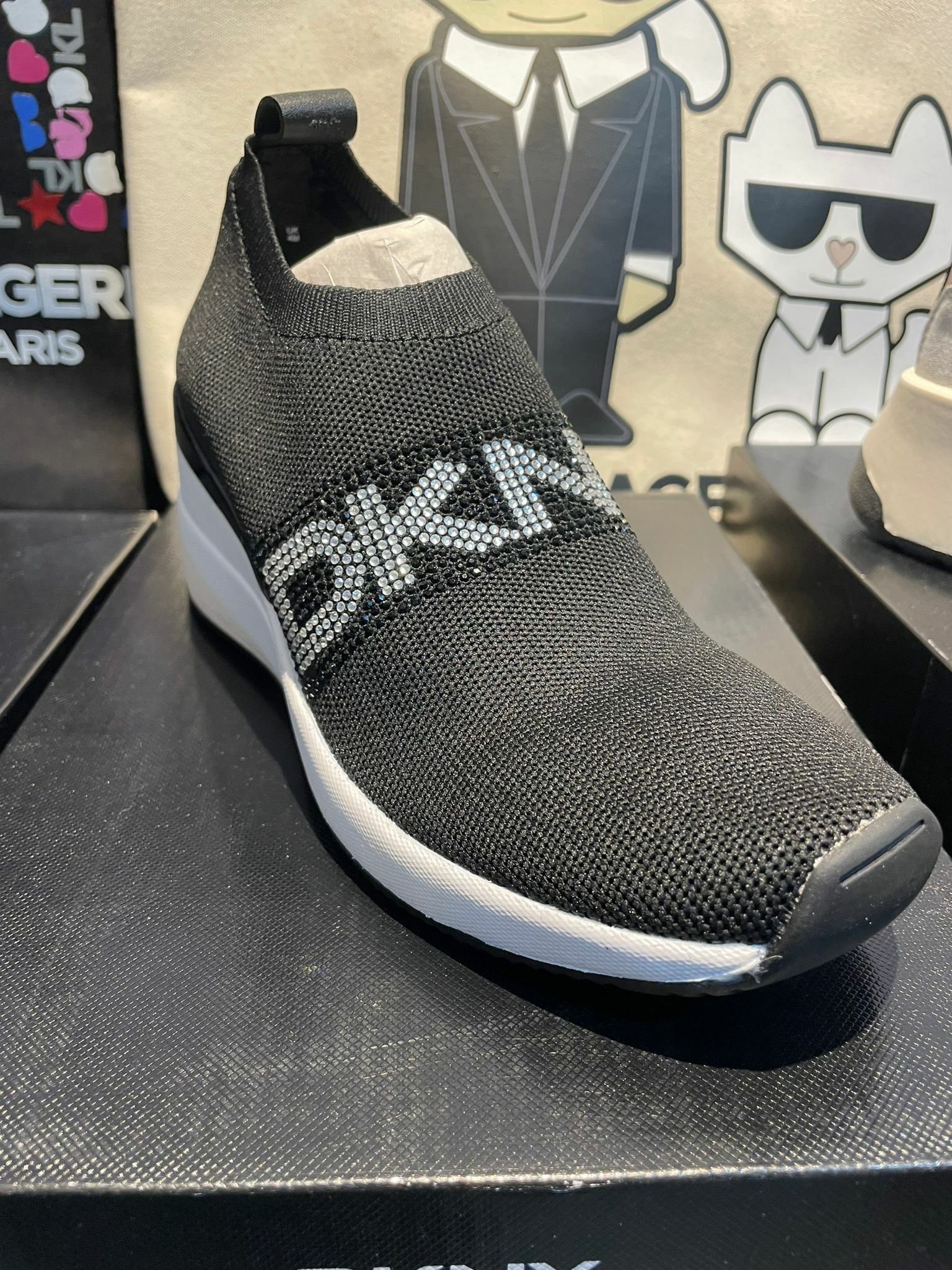 [S] DKNY PARKS LOGO SNEAKER, BLACK,FINAL SALES K1140012-BLK [FINAL SALE] (SD104)