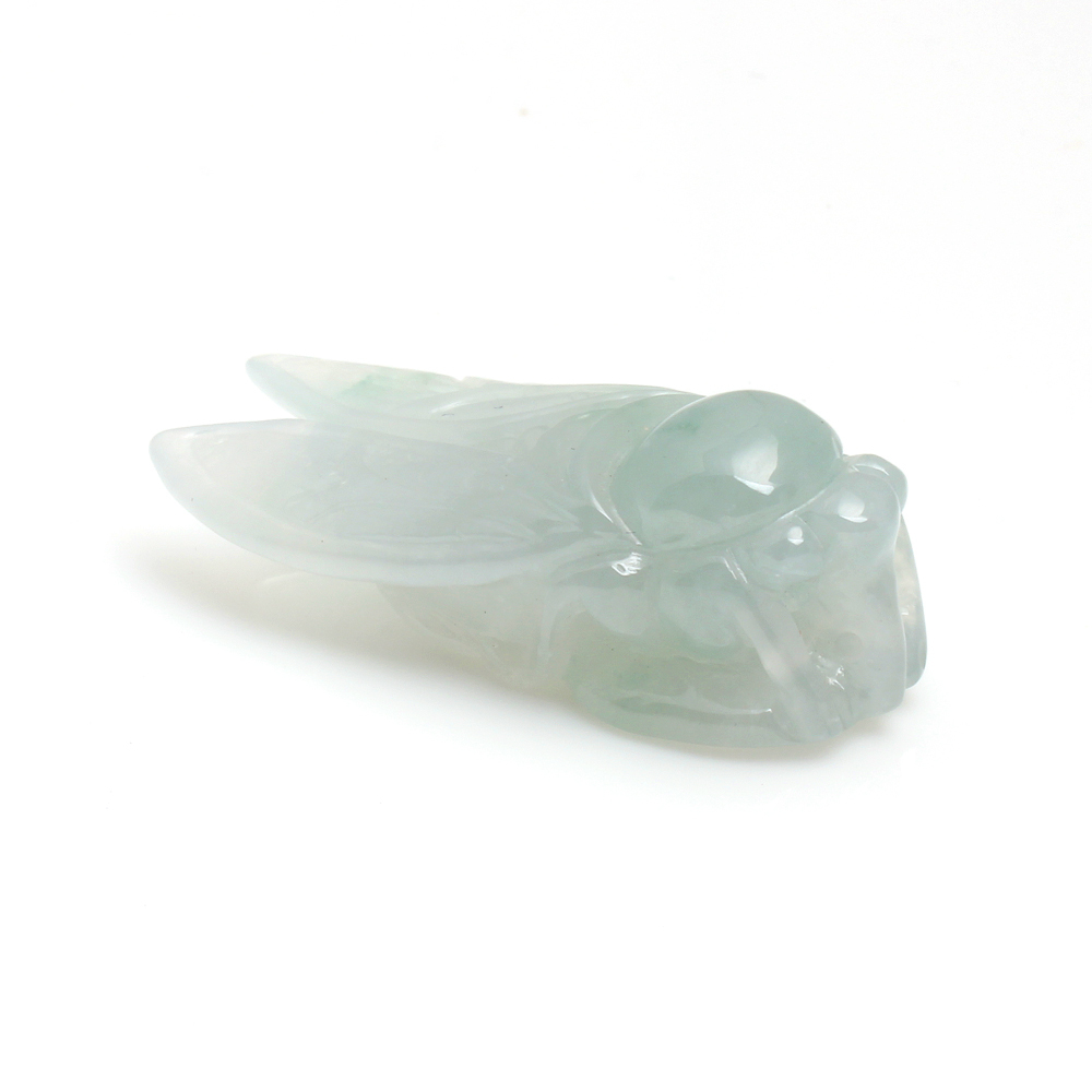 【雅紅珠寶】金蟬脫殼天然冰種白翡翠玉墜項鍊-蟬-N0295