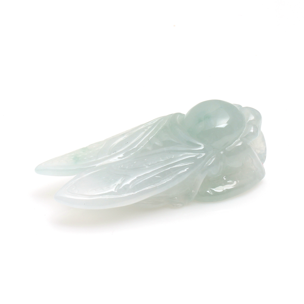 【雅紅珠寶】金蟬脫殼天然冰種白翡翠玉墜項鍊-蟬-N0295