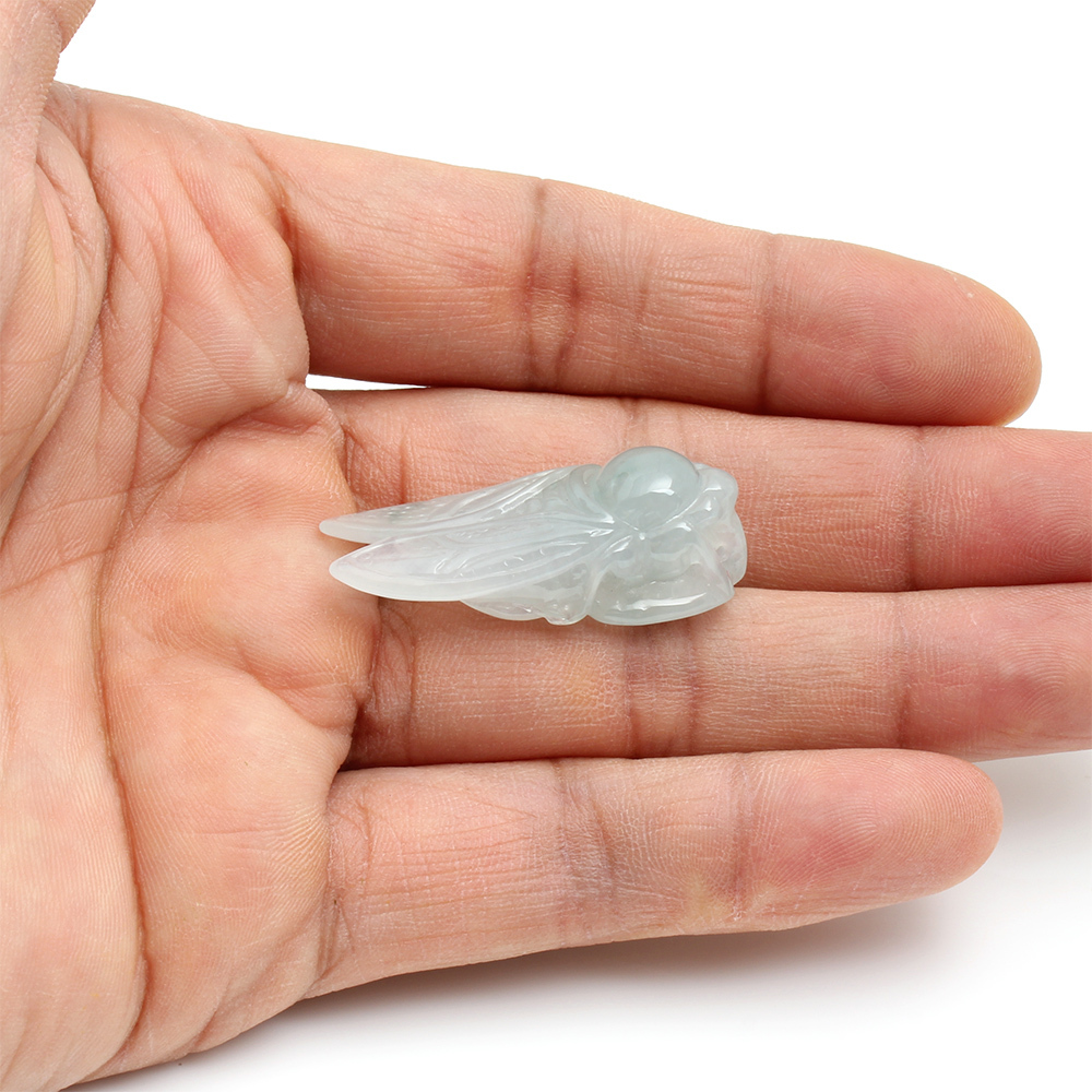 金蟬脫殼天然冰種白翡翠玉墜項鍊-蟬-雅紅珠寶