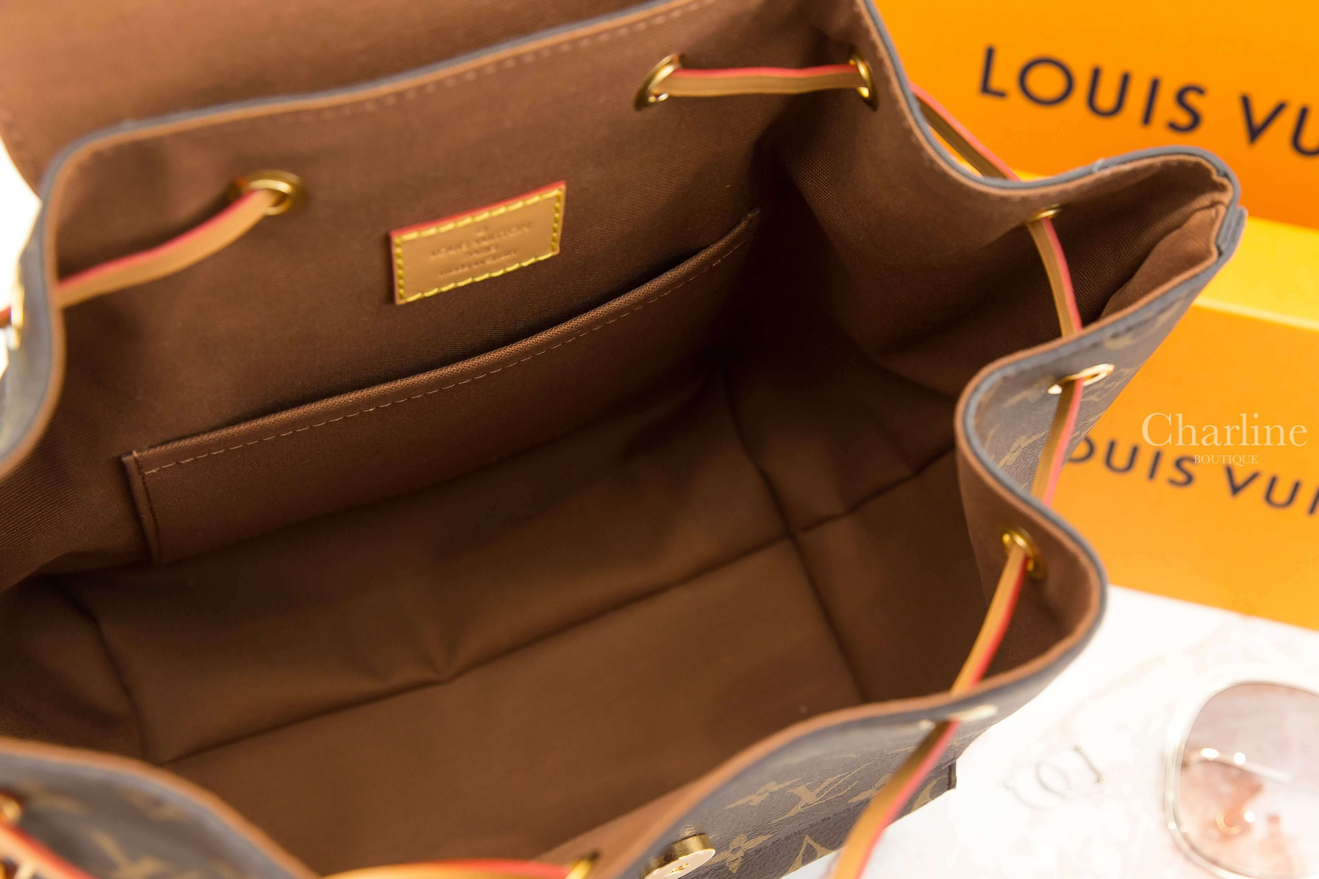 Louis Vuitton Montsouris PM 咖啡色老花帆布圓形簍空掛飾小型手提後背包-Charline Boutique 精品代購