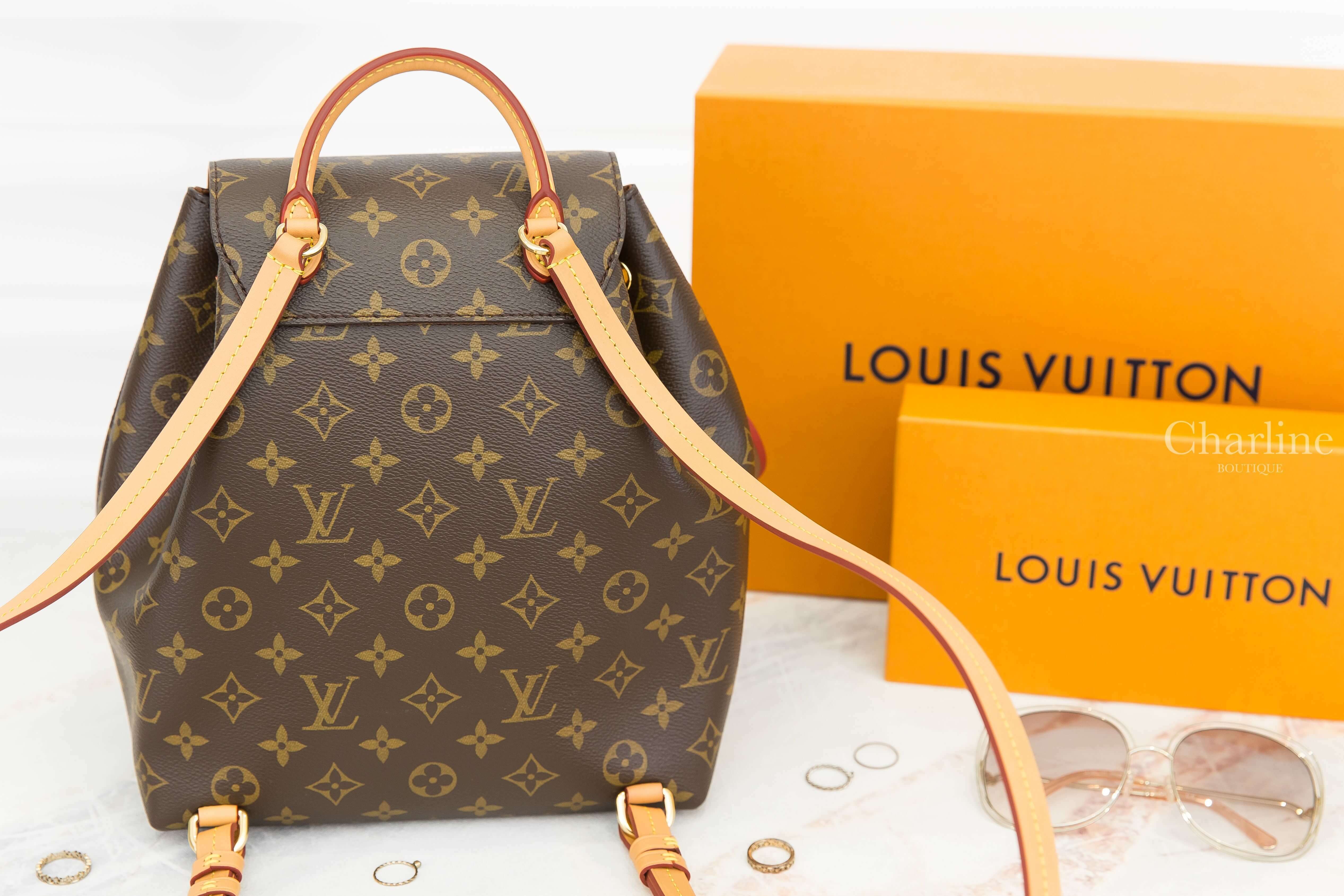 Louis Vuitton Montsouris PM 咖啡色老花帆布圓形簍空掛飾小型手提後背包-Charline Boutique 精品代購