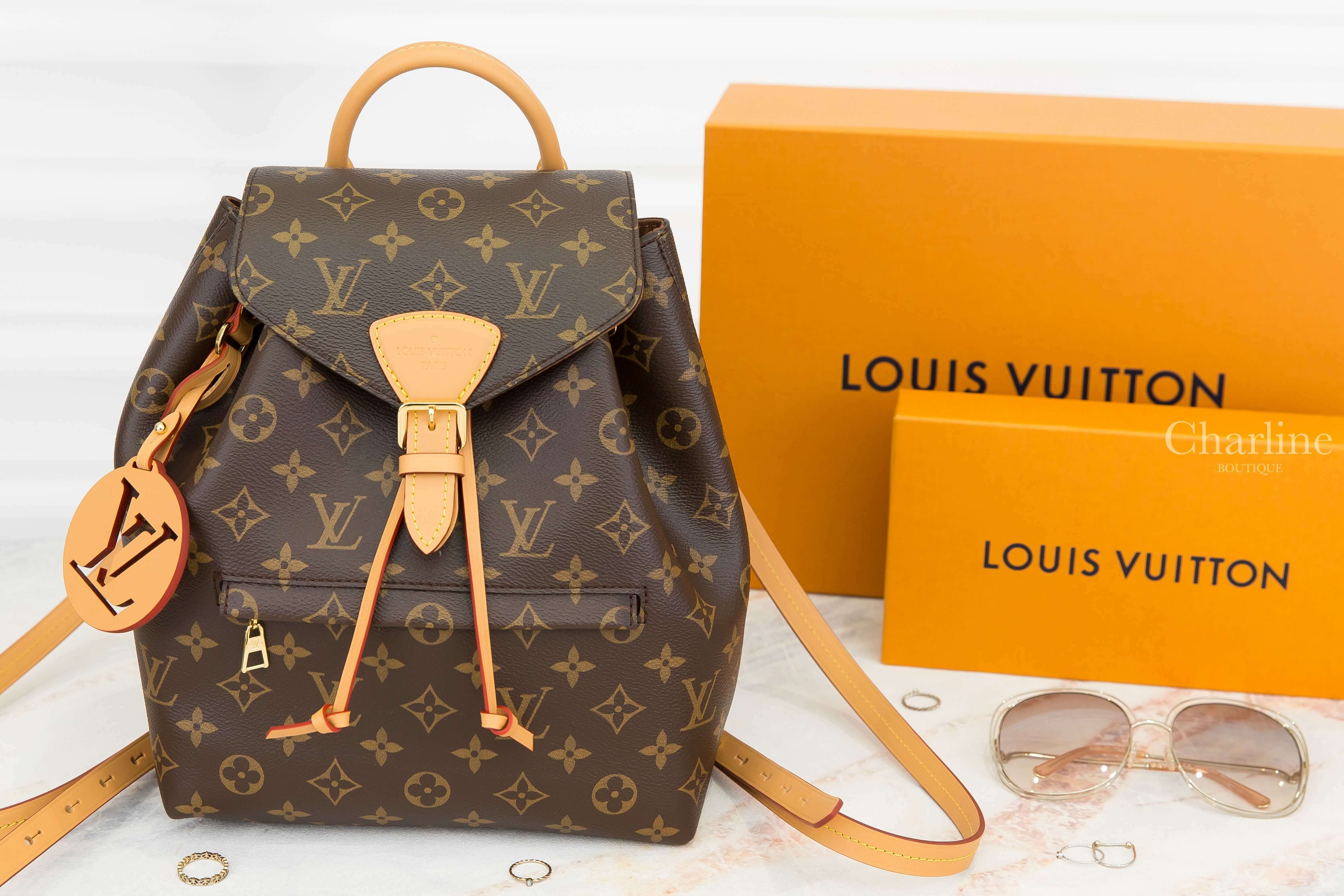 Louis Vuitton Montsouris PM 咖啡色老花帆布圓形簍空掛飾小型手提後背包-Charline Boutique 精品代購