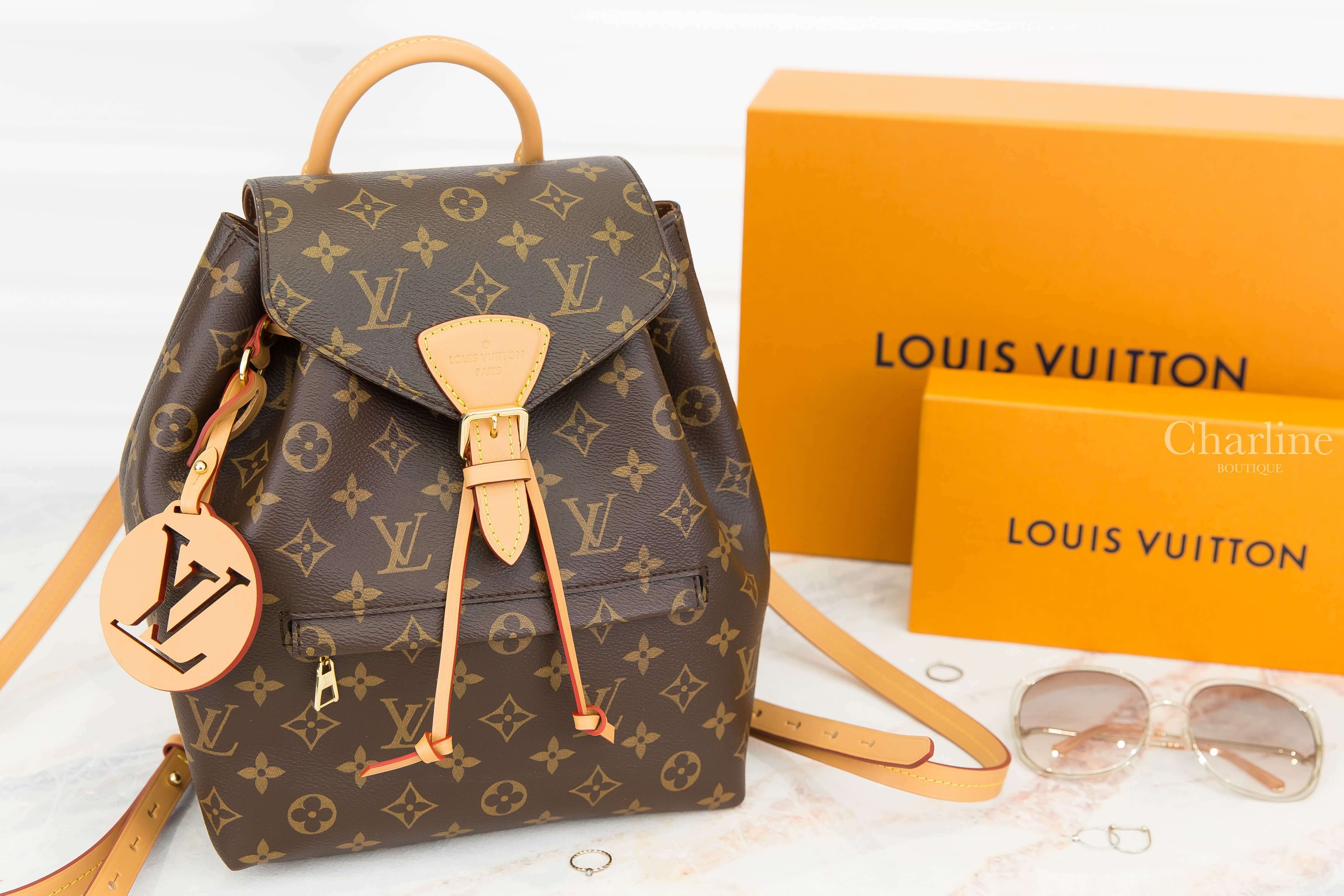 Louis Vuitton Montsouris PM 咖啡色老花帆布圓形簍空掛飾小型手提後背包-Charline Boutique 精品代購