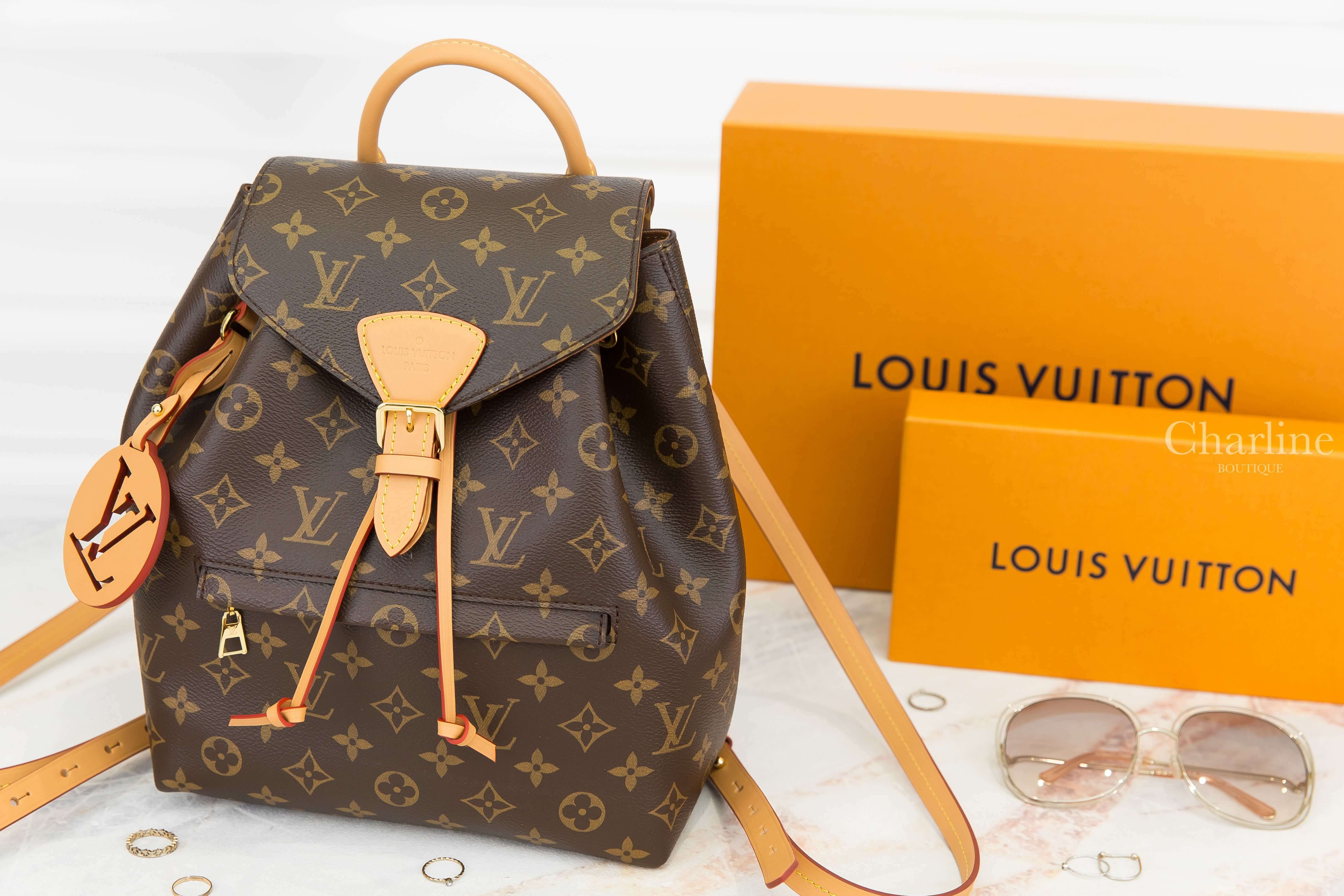 Louis Vuitton Montsouris PM 咖啡色老花帆布圓形簍空掛飾小型手提後背包-Charline Boutique 精品代購