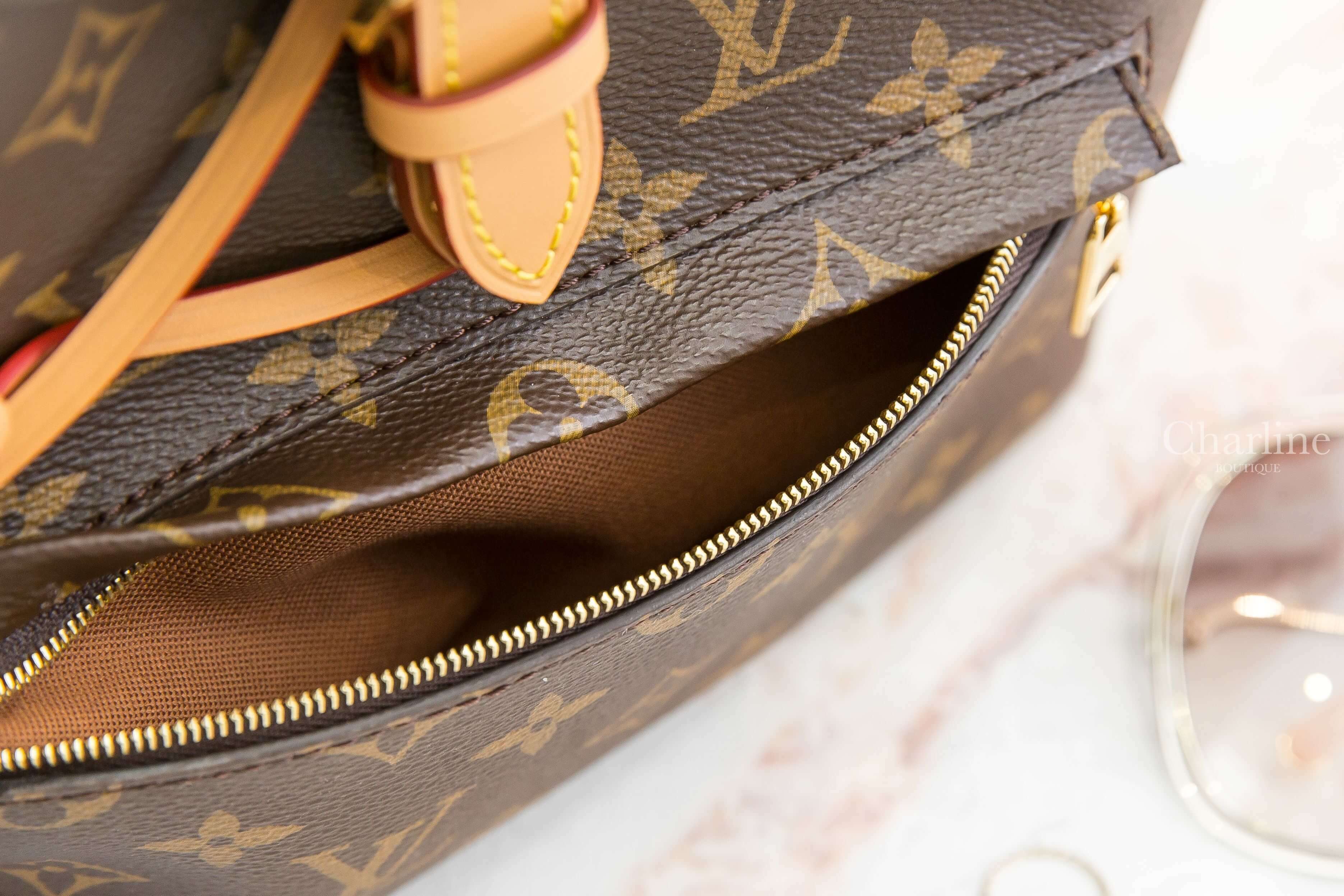 Louis Vuitton Montsouris PM 咖啡色老花帆布圓形簍空掛飾小型手提後背包-Charline Boutique 精品代購