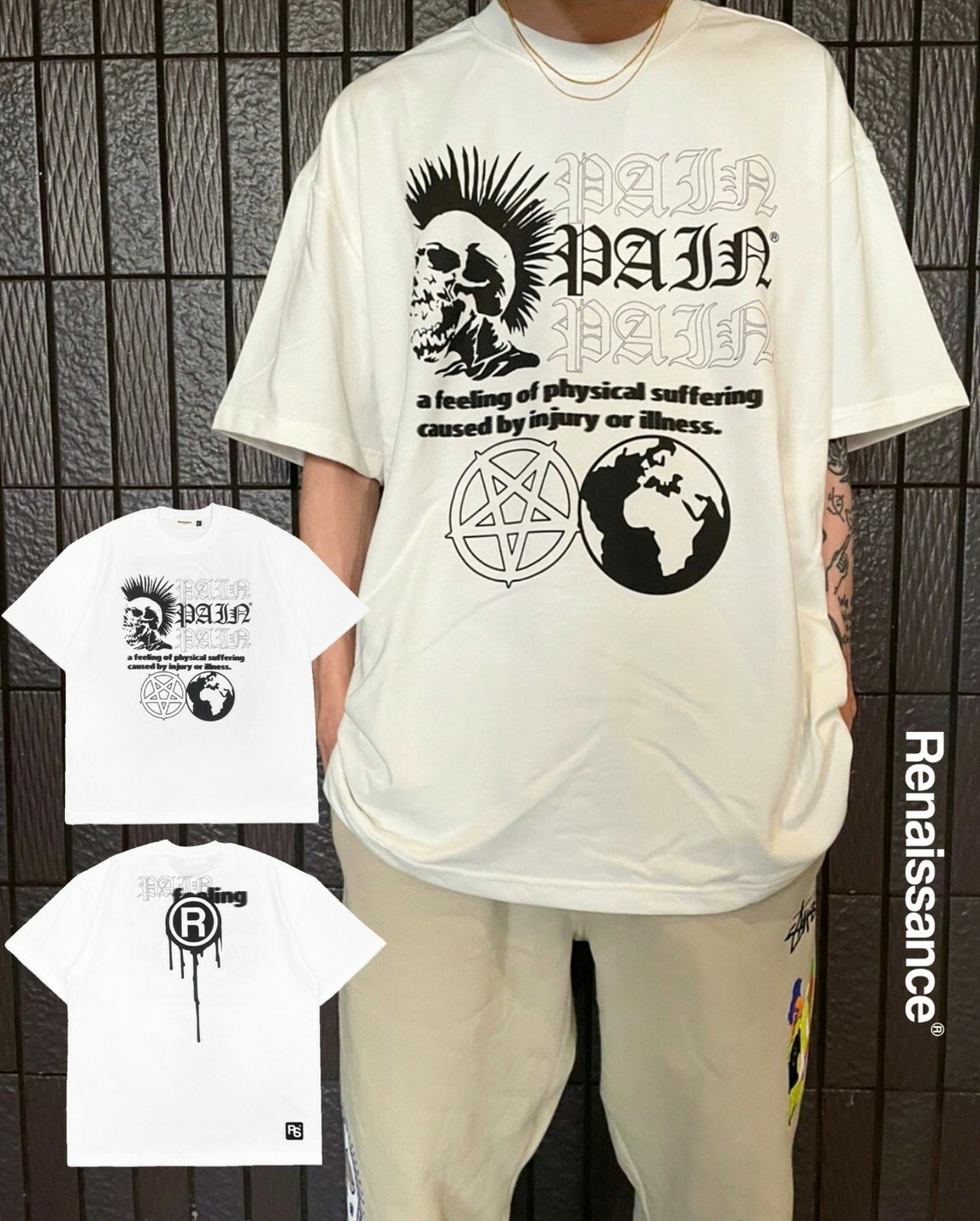 RENAISSANCE 骷髏 歌德龐克 樂團T 短袖 “ PAIN FEELING TEE “