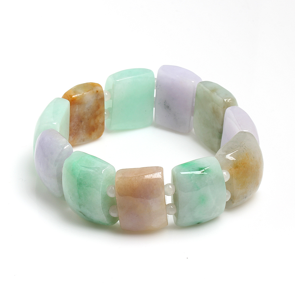 【雅紅珠寶】帶來好運天然五色翡翠開運手鏈-E0045