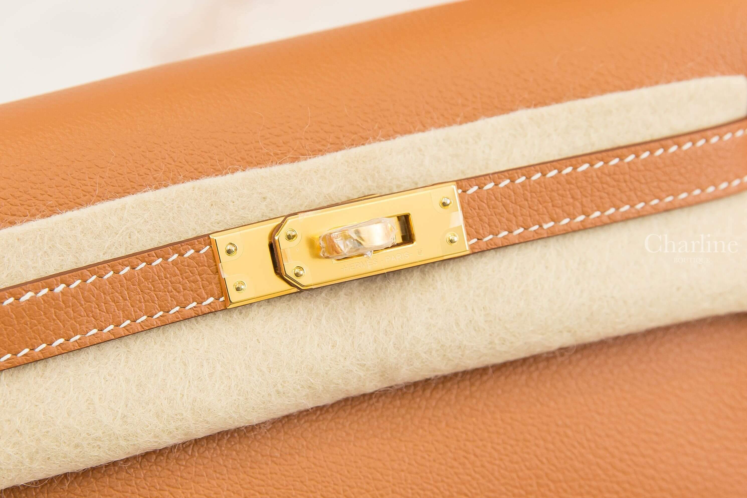 Hermès Kelly Danse 37 Gold Evercolor 焦糖色金釦多用途凱莉包