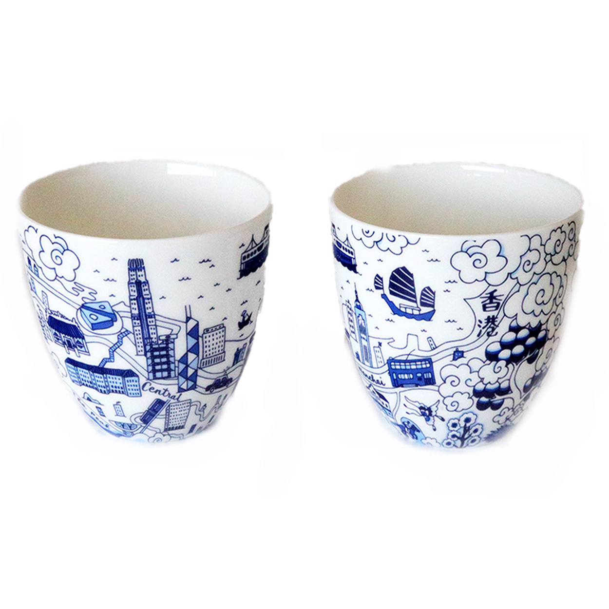 FAUX X MARIKO JESSE hong kong willow bone china collection - chinese tea cup set (set of 2 pcs)