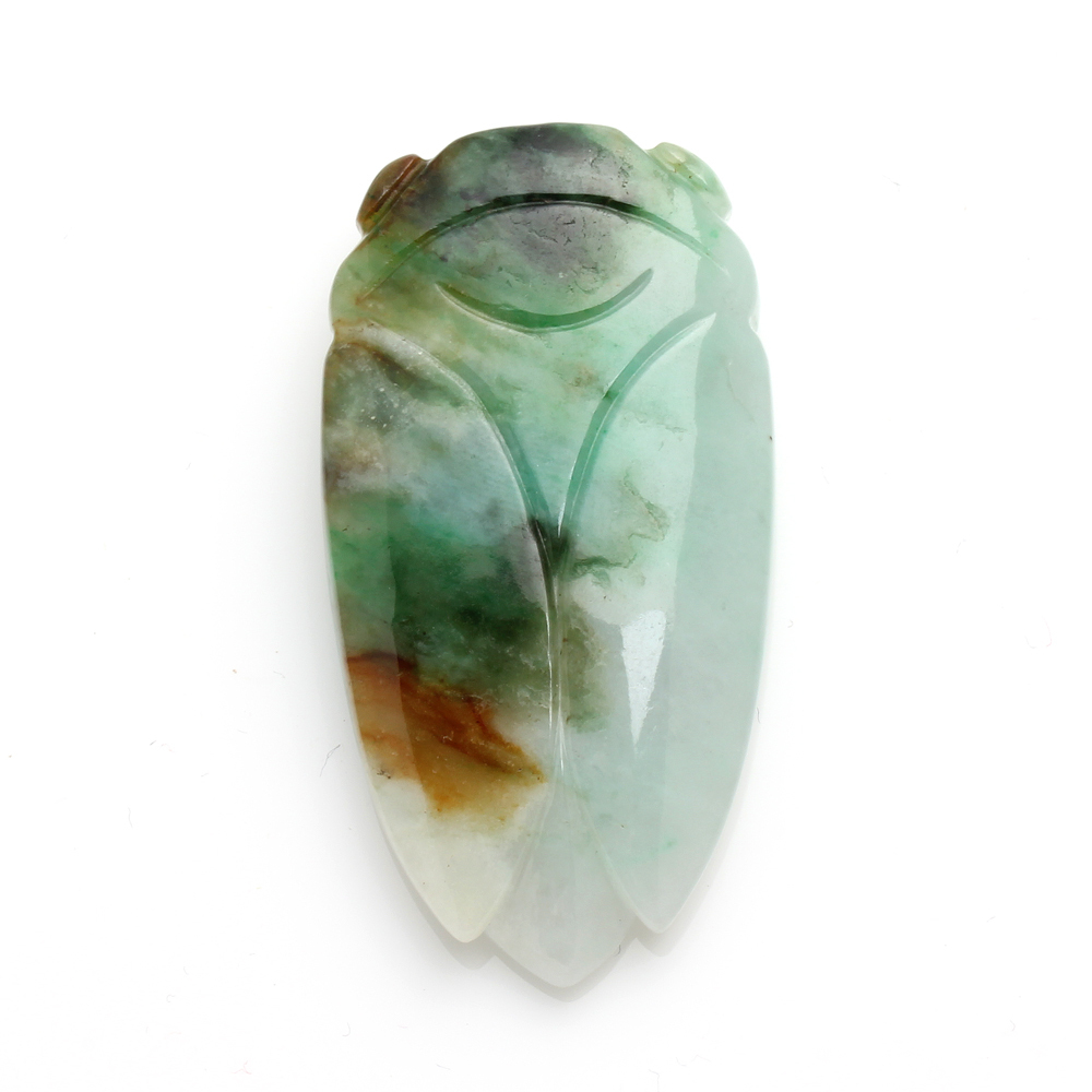 一鳴驚人天然老三彩翡翠玉項鍊-蟬-雅紅珠寶