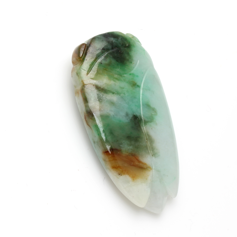 一鳴驚人天然老三彩翡翠玉項鍊-蟬-雅紅珠寶