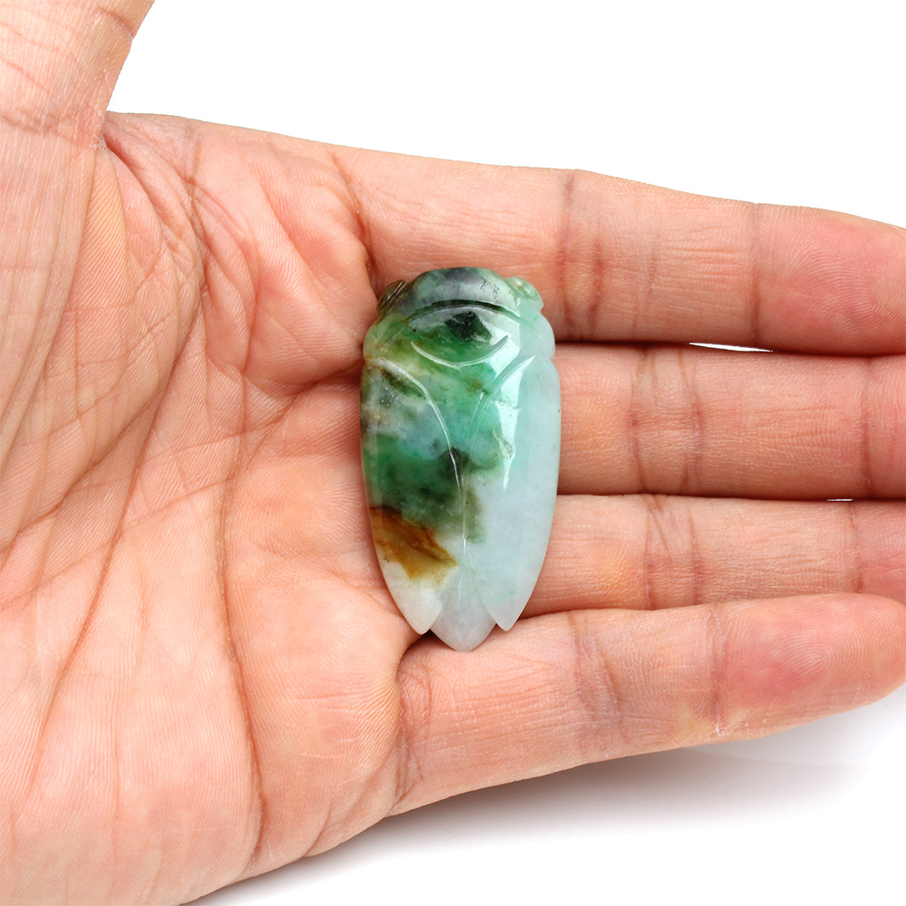 一鳴驚人天然老三彩翡翠玉項鍊-蟬-雅紅珠寶