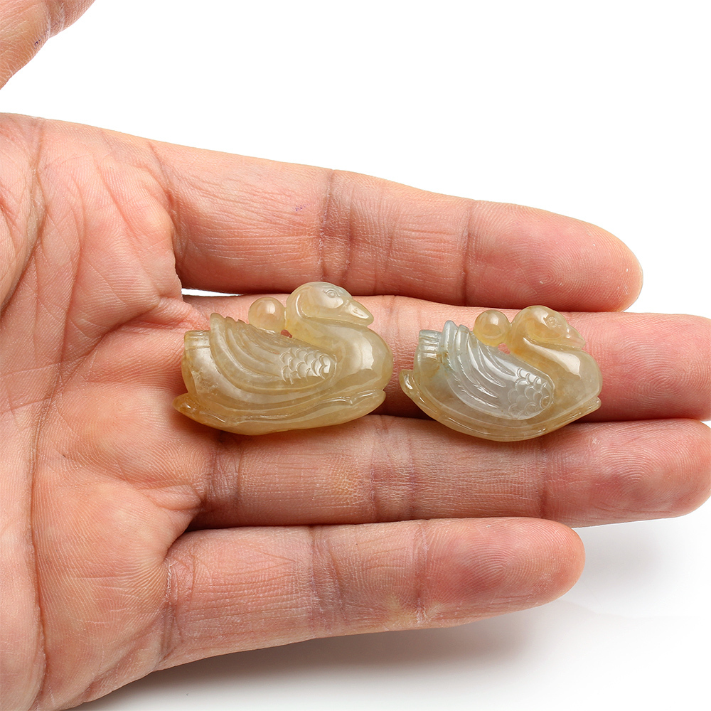 你濃我濃天然冰糯種全滿黃翡翠玉墜項鍊-鴛鴦-雅紅珠寶