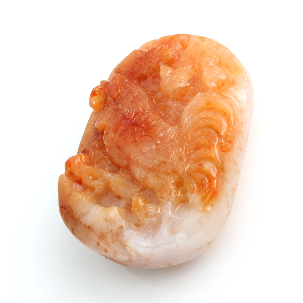 喜上眉梢天然紅翡翠玉墜項鍊-雞-喜雀-靈芝-雅紅珠寶