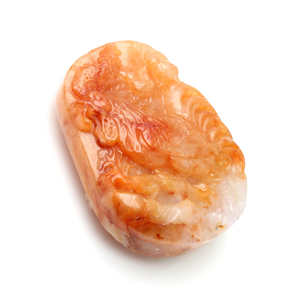 喜上眉梢天然紅翡翠玉墜項鍊-雞-喜雀-靈芝-雅紅珠寶