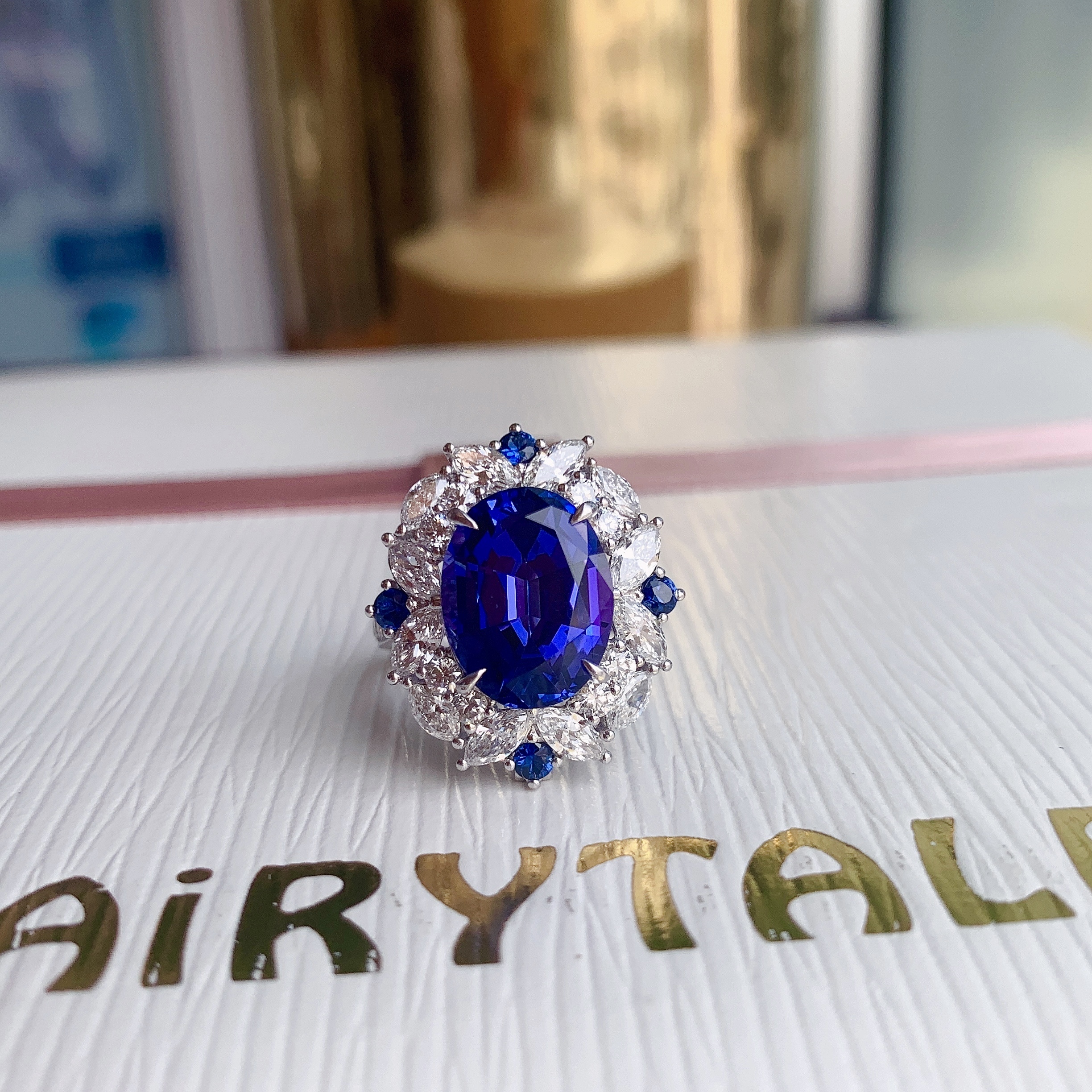 18K坦桑石鑽石戒指/吊墜兩用款  - 5A色 （帶GUILD證書）