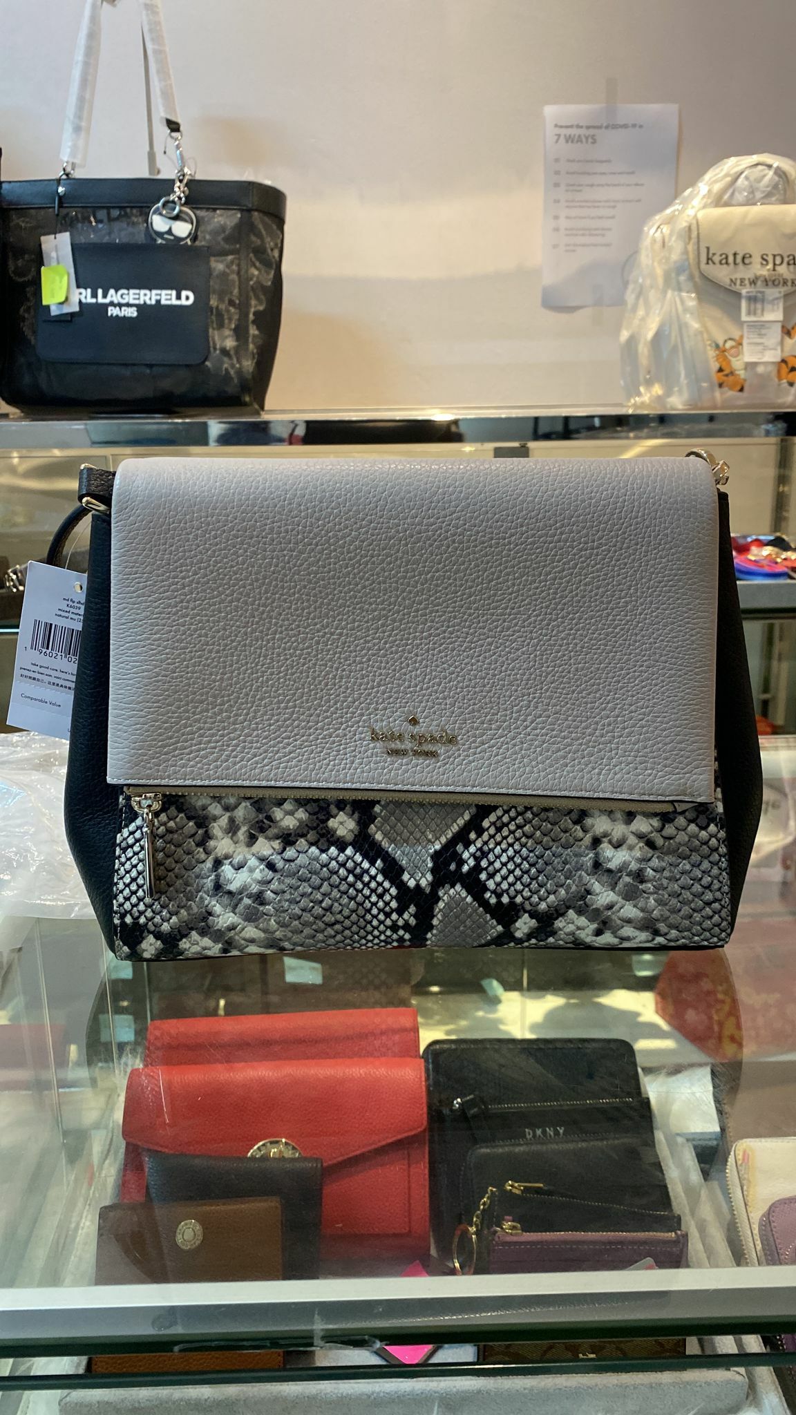[S] KATE SPADE K6039 MD FLP SLHDR MIXED MATERIAL NATURAL MULTI, 196021023958 (SKS26)