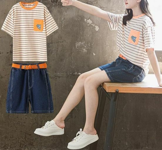 (現貨) LBK-2572 短袖Tee＋短牛仔褲