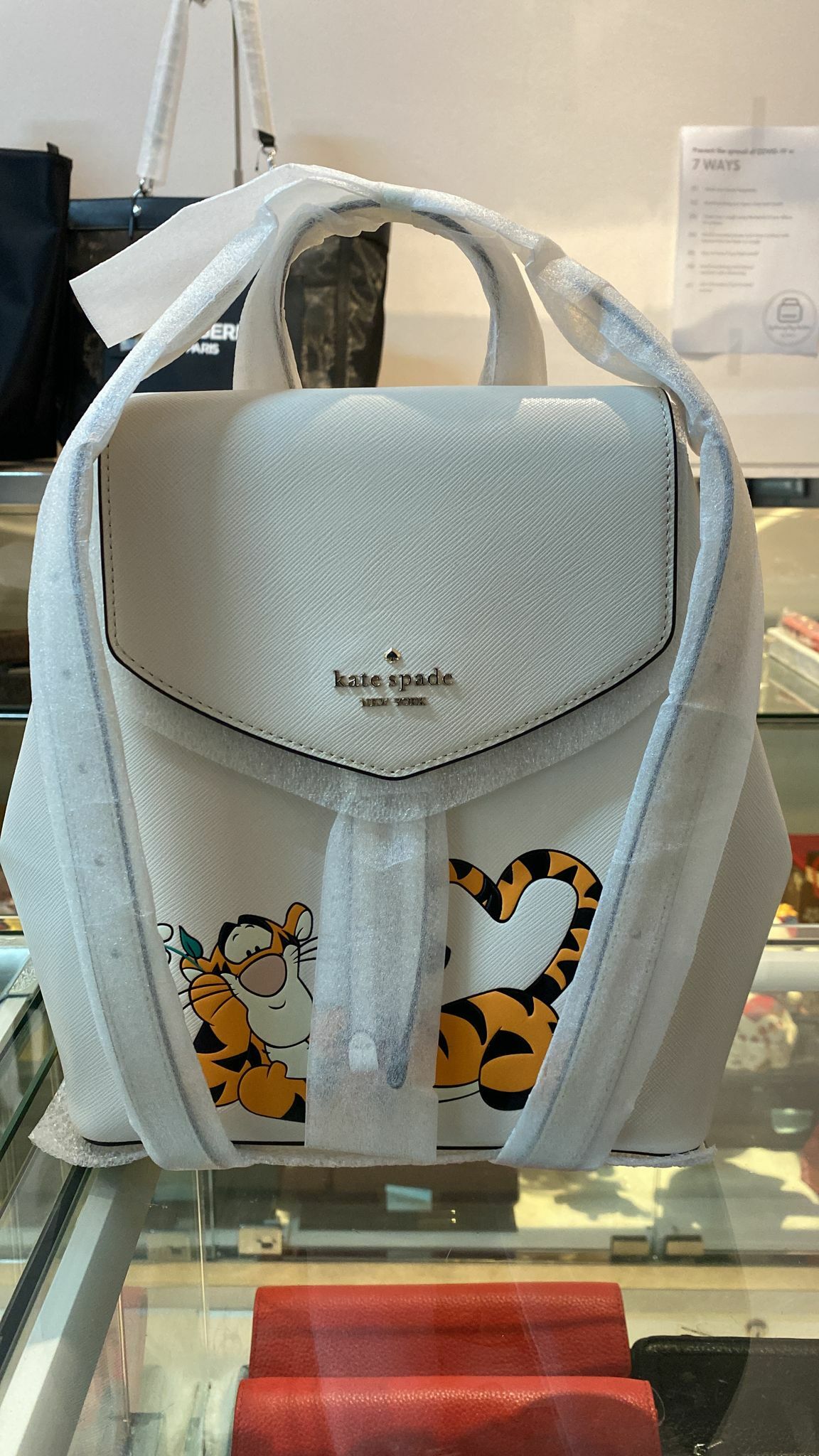 [S] KATE SPADE K6880 MD FLAP BACKPACK DISNEY X KSNY PARCHMENT, 196021036385 (SKS34)