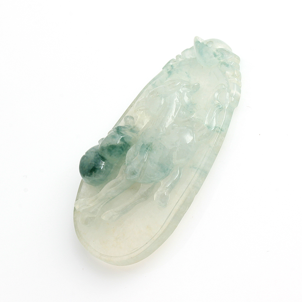 馬到成功天然高冰種飄蘭花翡翠玉墜項鍊-十二生肖-馬-雅紅珠寶