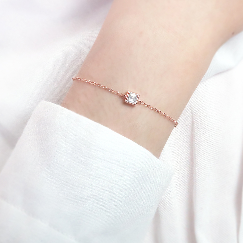 向晚時分 美鑽款 925純銀鍍金手鍊 玫瑰金色