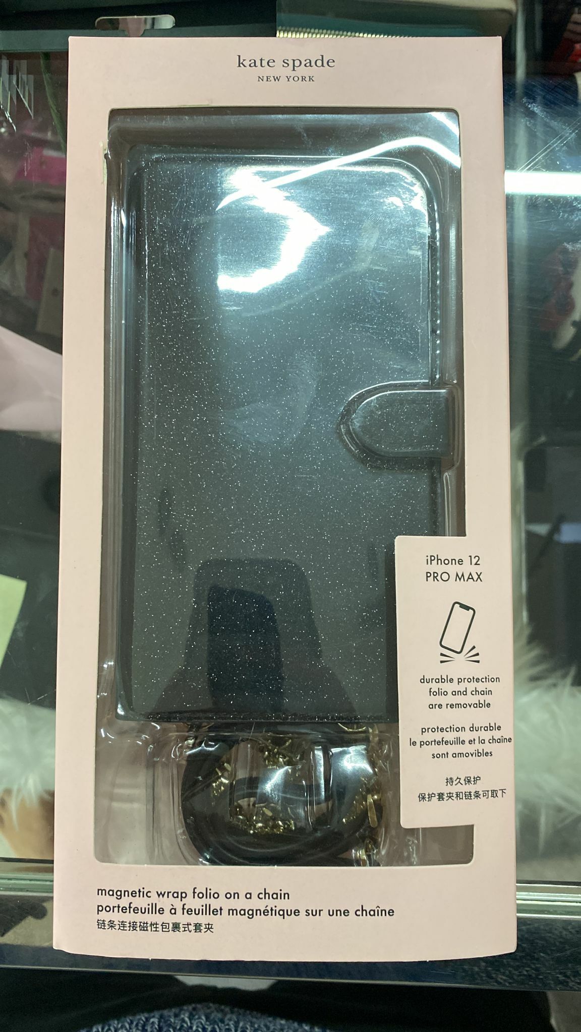 [S] KATE SPADE K4851 BLACK GTRFIO IPHONE 12 PRO MAX GLITTER FABRIC, 767883264034 (SKS39)
