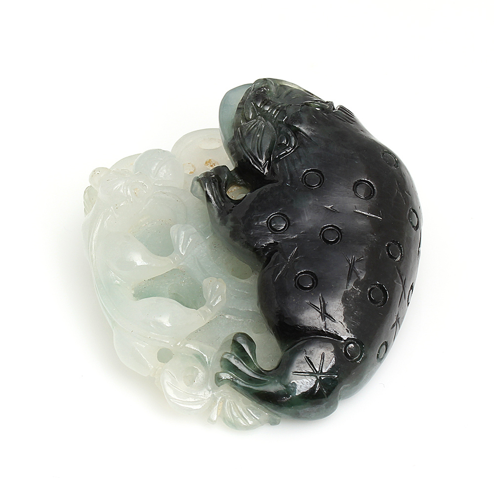 太極天然白翡墨翠玉墜項鍊-手把件二用-咬錢三角蟾蜍-雅紅珠寶