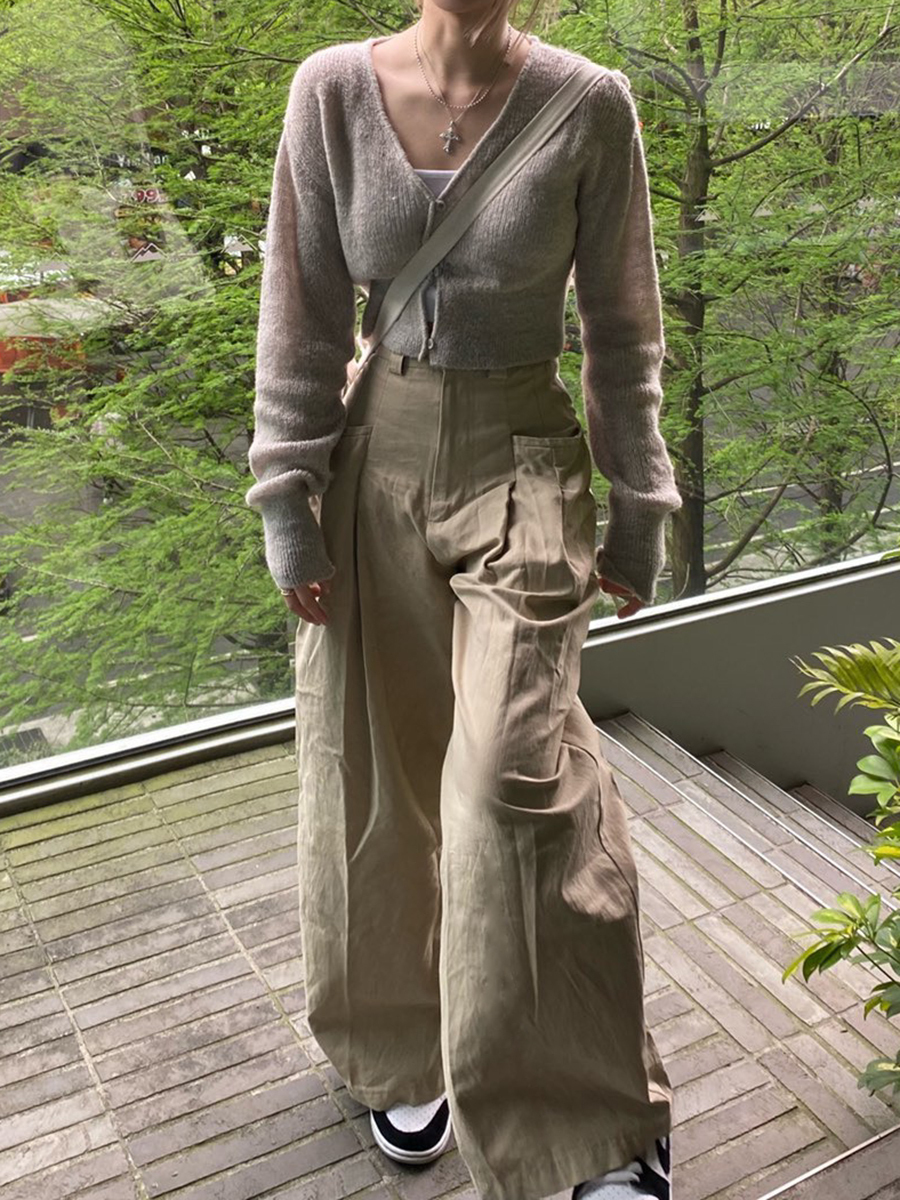 極簡高腰寬管褲(in stock)