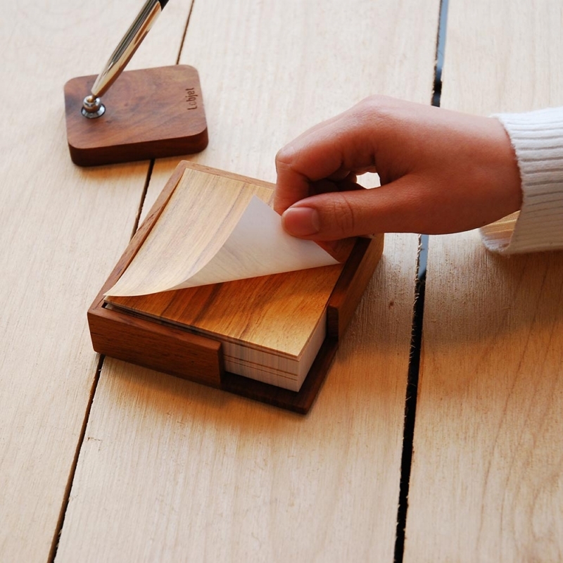 日本 HACOA｜木紋Memo盒(含木紋便條紙)