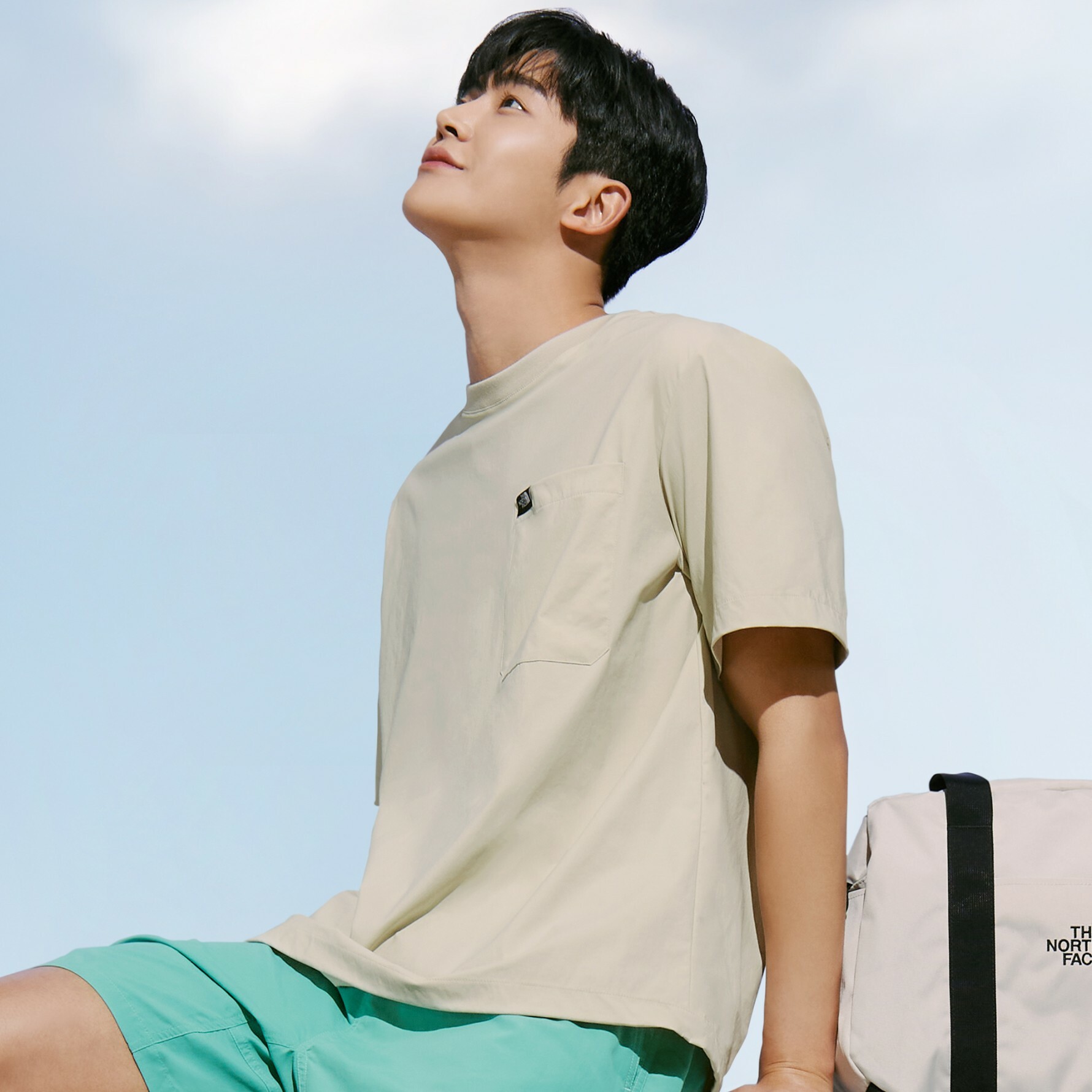 THE NORTH FACE DAY ALL-ROUND 小LOGO 卡其 口袋短袖 短T NT7UN15B