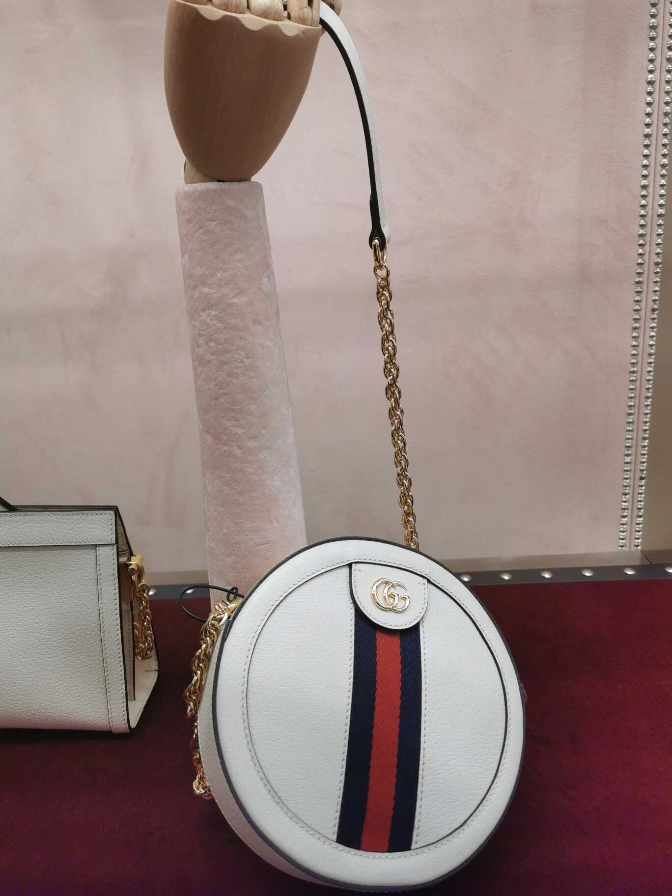 GUCCI WHITE COLOR ROUND SLING BAG
