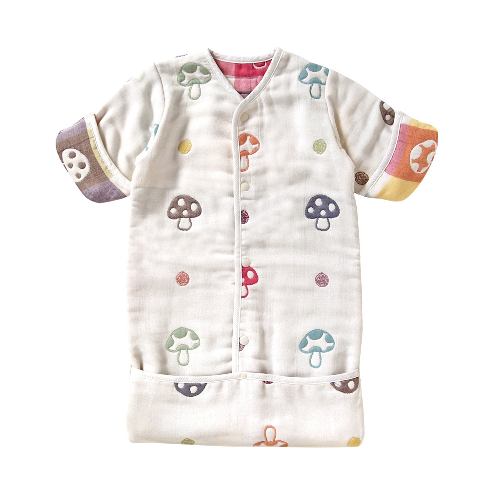 日本製 10Mois hoppetta 蘑菇六重紗多功能長袍 -嬰童版