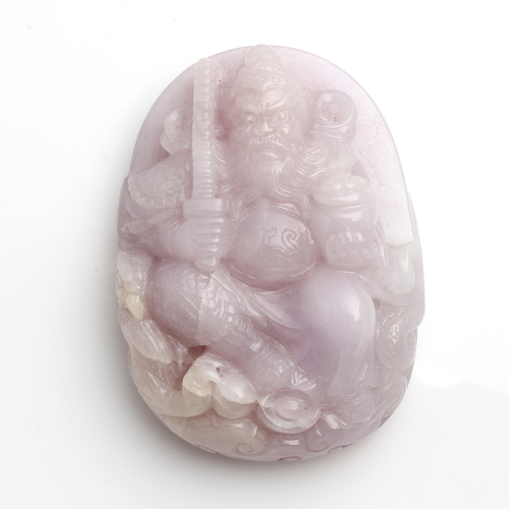 【雅紅珠寶】武財神趙光明天然全滿紫蘿蘭翡翠玉墜項鍊-N0303