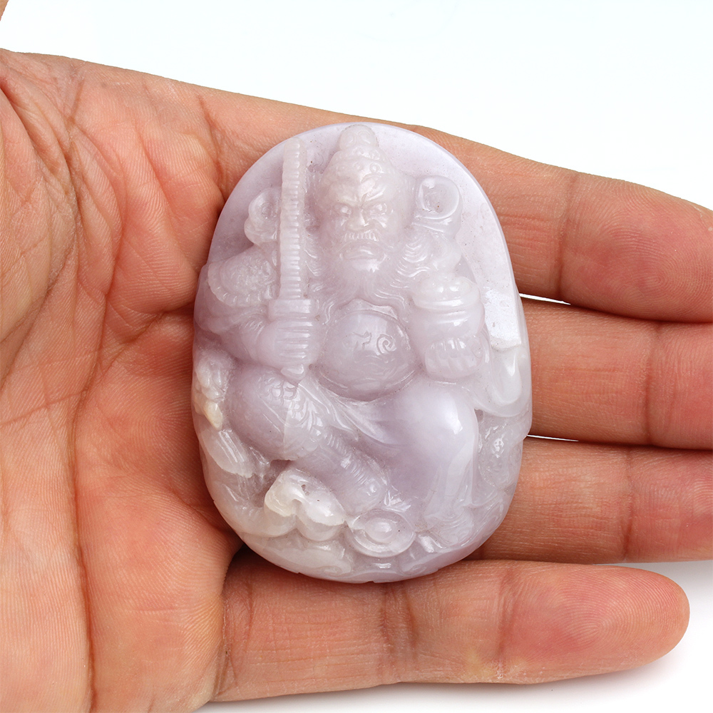 【雅紅珠寶】武財神趙光明天然全滿紫蘿蘭翡翠玉墜項鍊-N0303