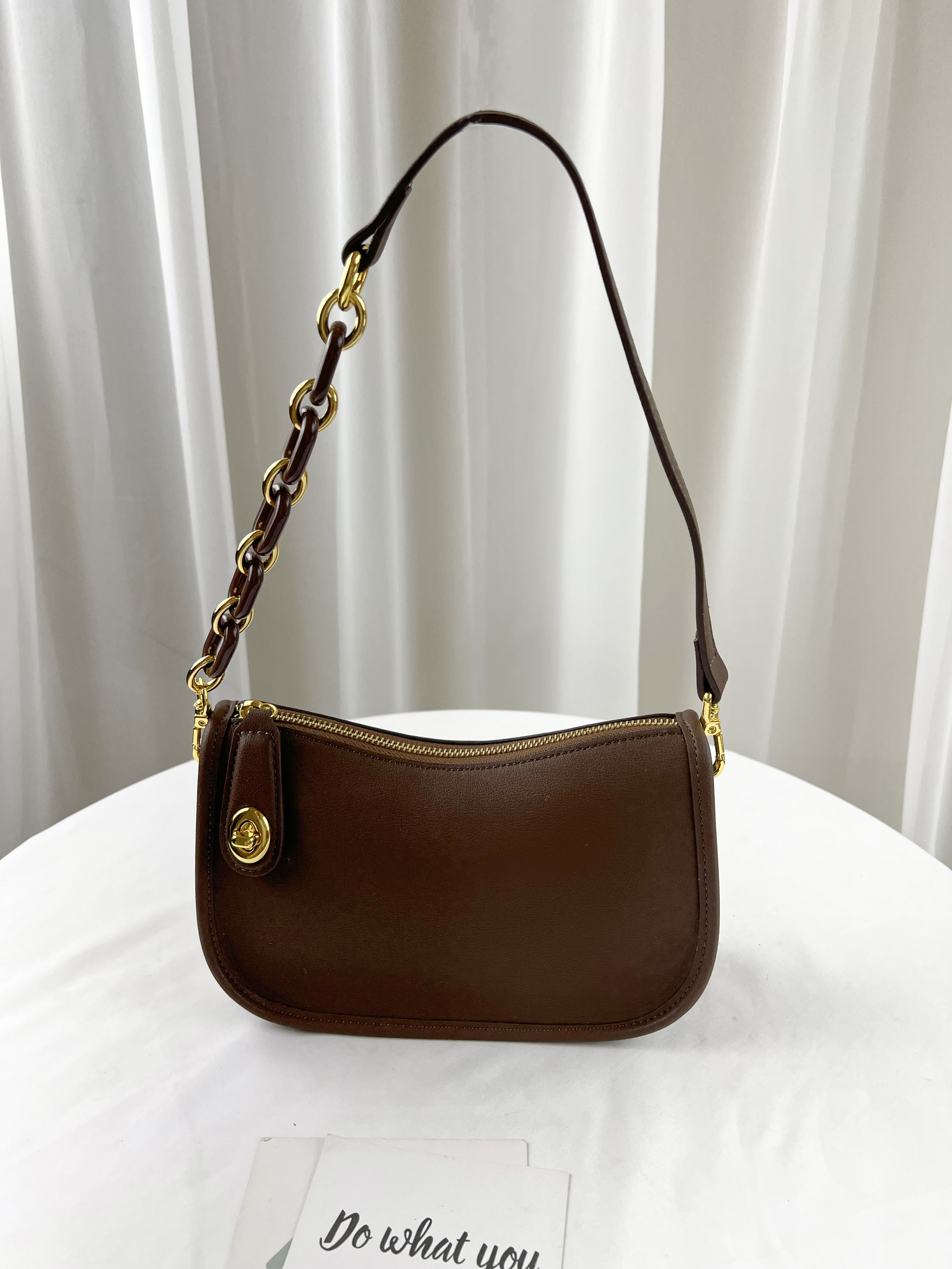 巧克力咖 真皮牛皮鏈帶肩背包 / 側背包  #SM-6232