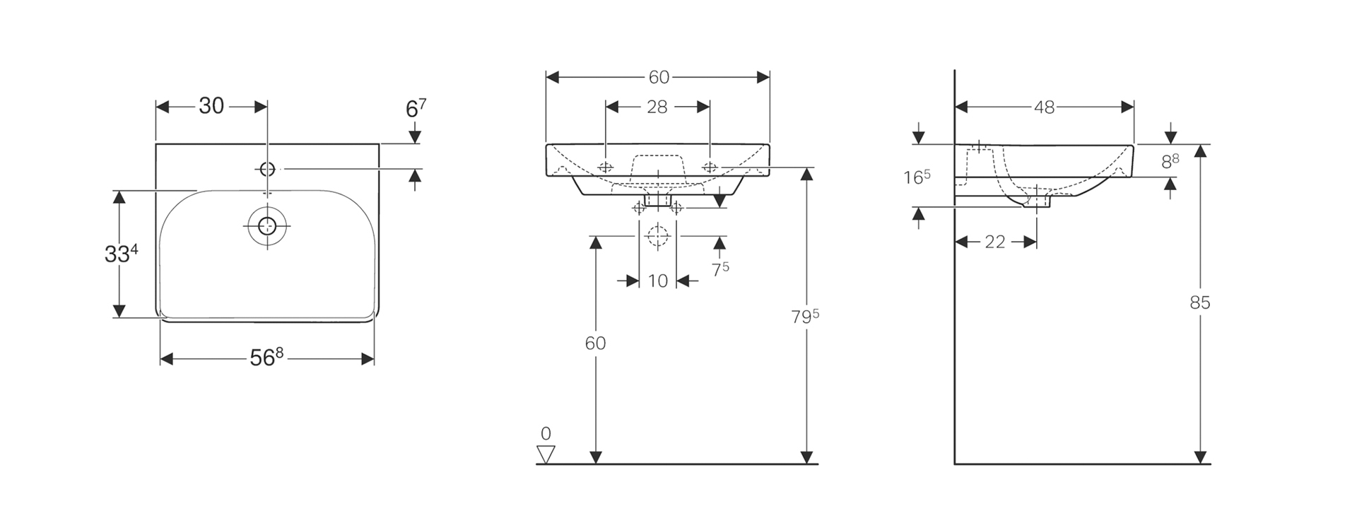 春興衛浴_GEBERIT_Smyle 60cm面盆_500.229.01.1_尺寸圖