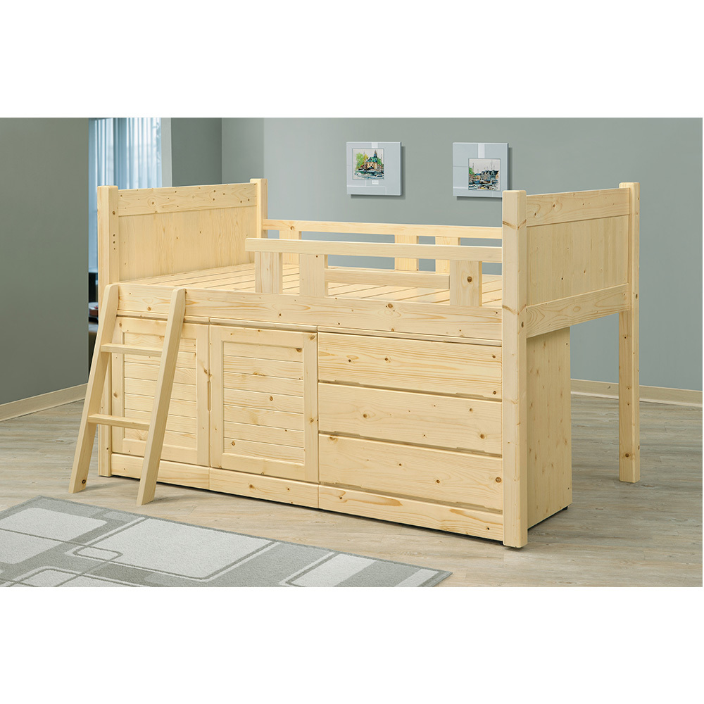 松木多功能單人床組/含三斗櫃、置物櫃 松木多功能單人床組/含三斗櫃、置物櫃