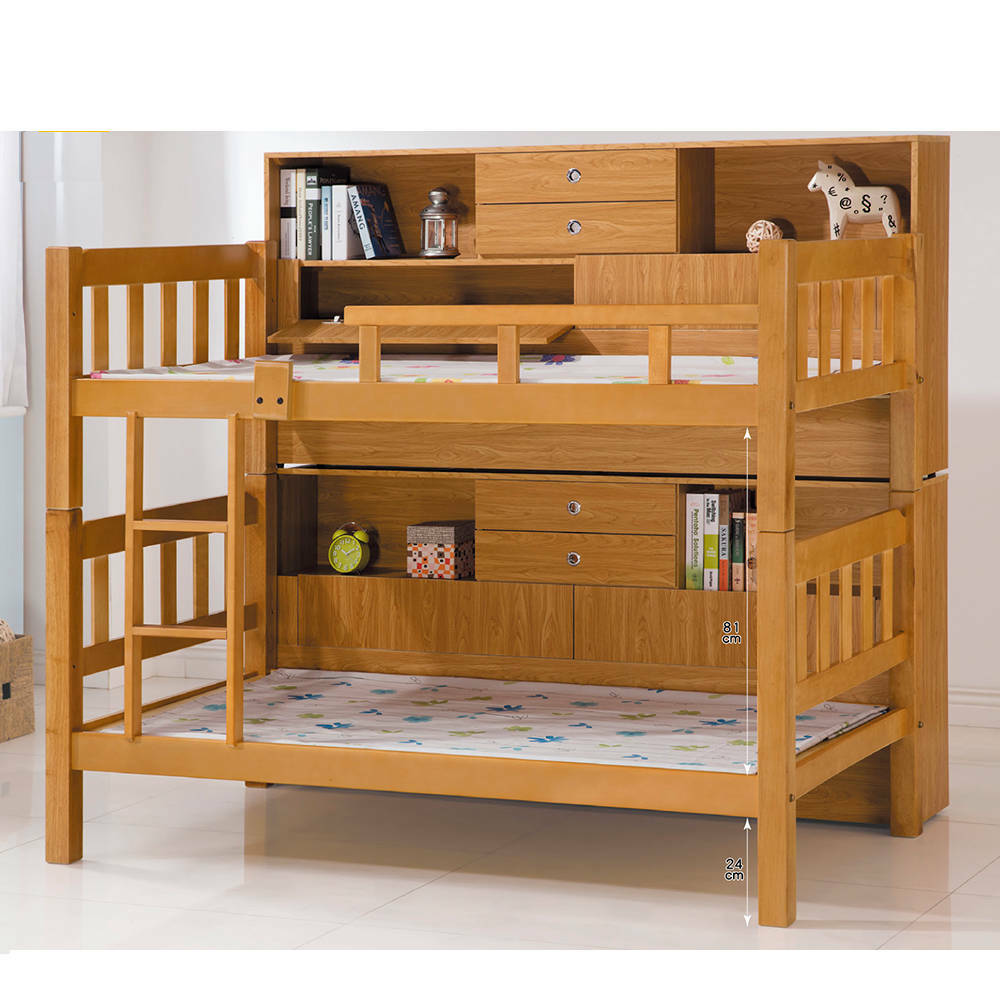 白木3.5尺方柱雙層床架組(含床邊櫃X2) 白木3.5尺方柱雙層床架組(含床邊櫃X2)