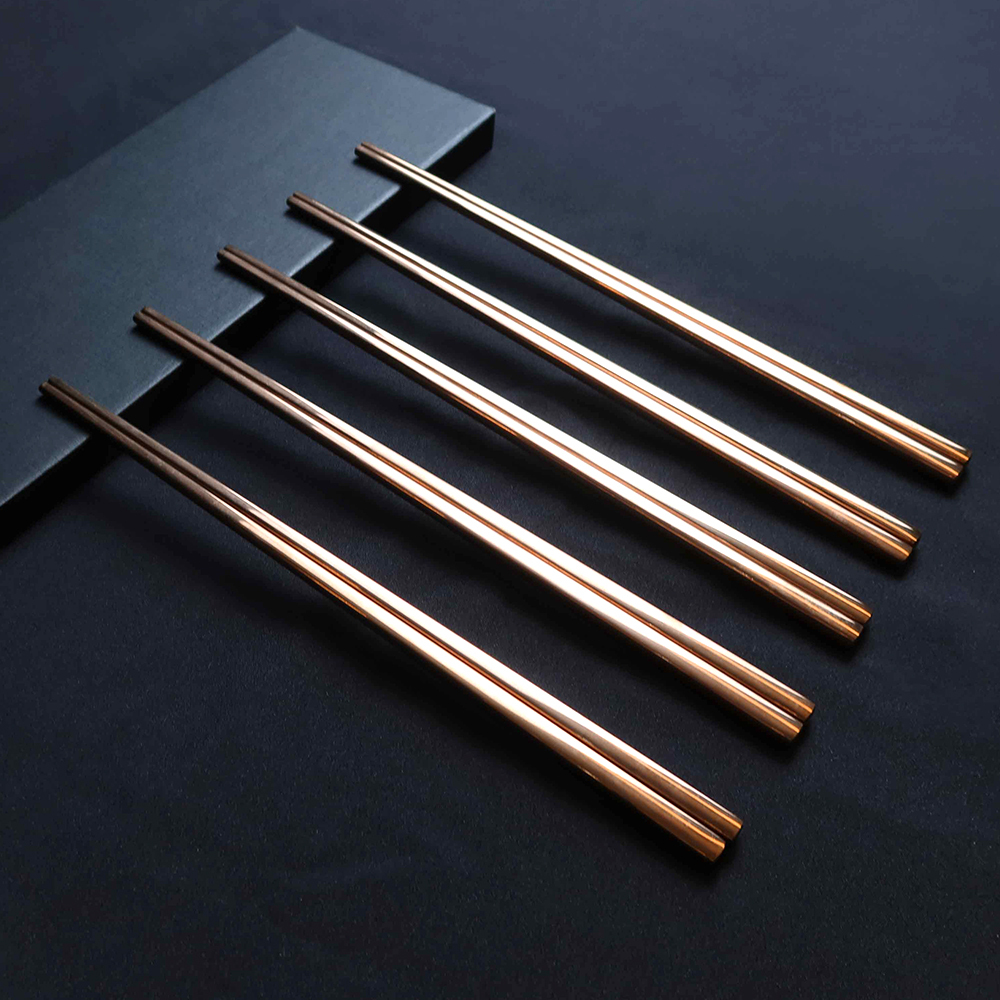 春暖花開玫瑰金不鏽鋼筷10入組