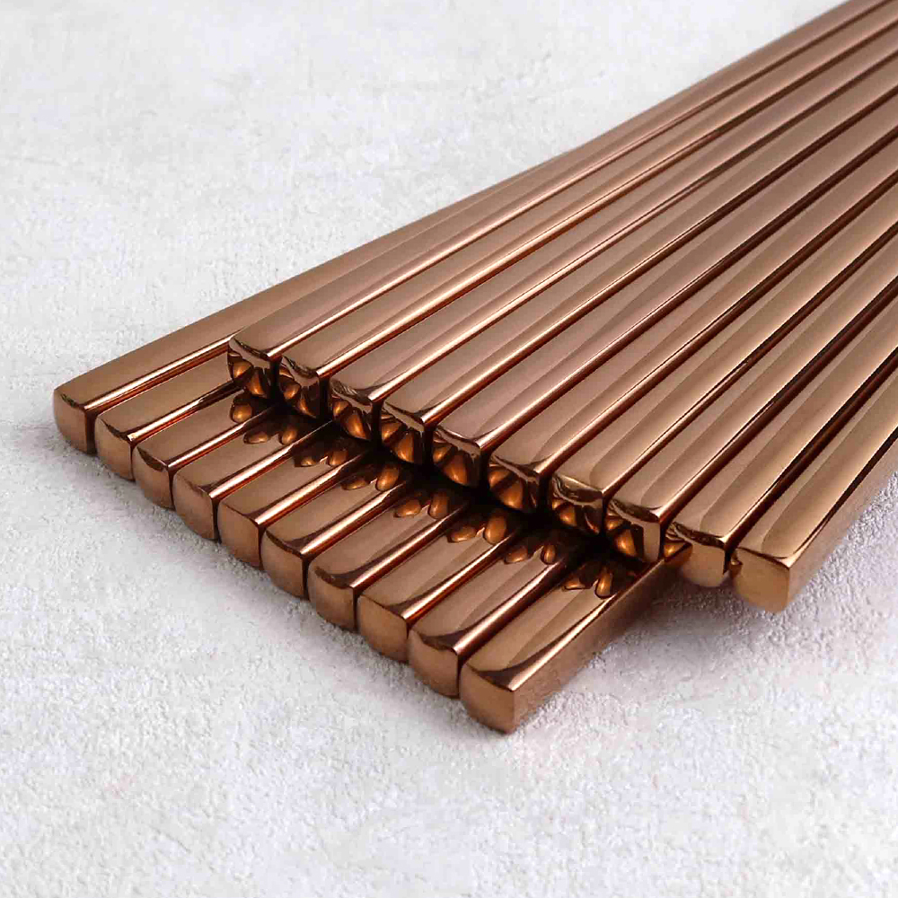 春暖花開玫瑰金不鏽鋼筷10入組