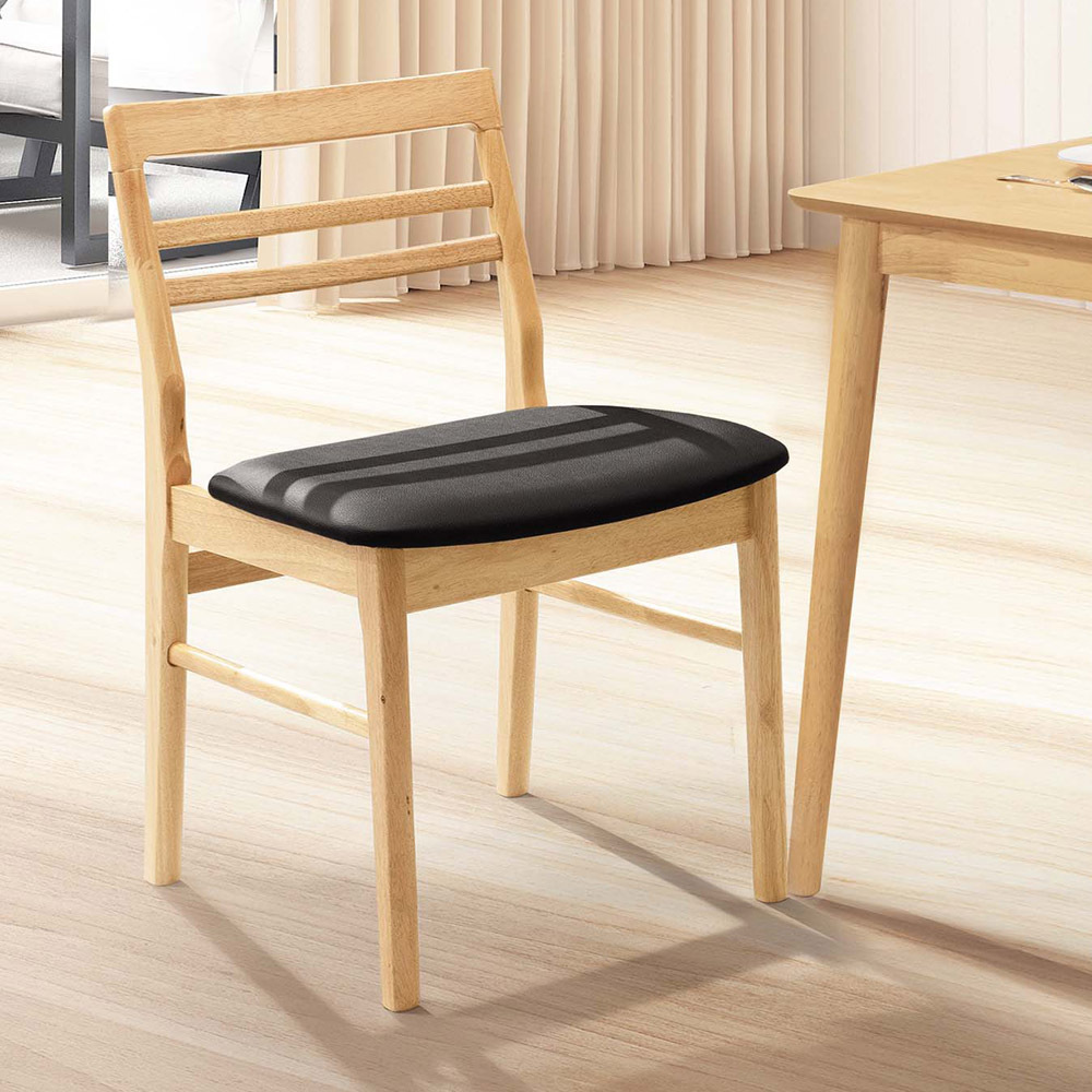 柏德原木黑色皮餐椅(RT620)