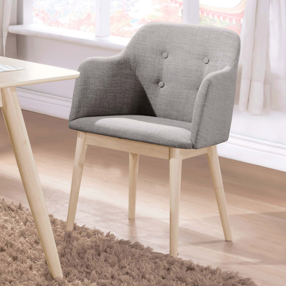 羅比原木洗白灰布餐椅(RT434布)