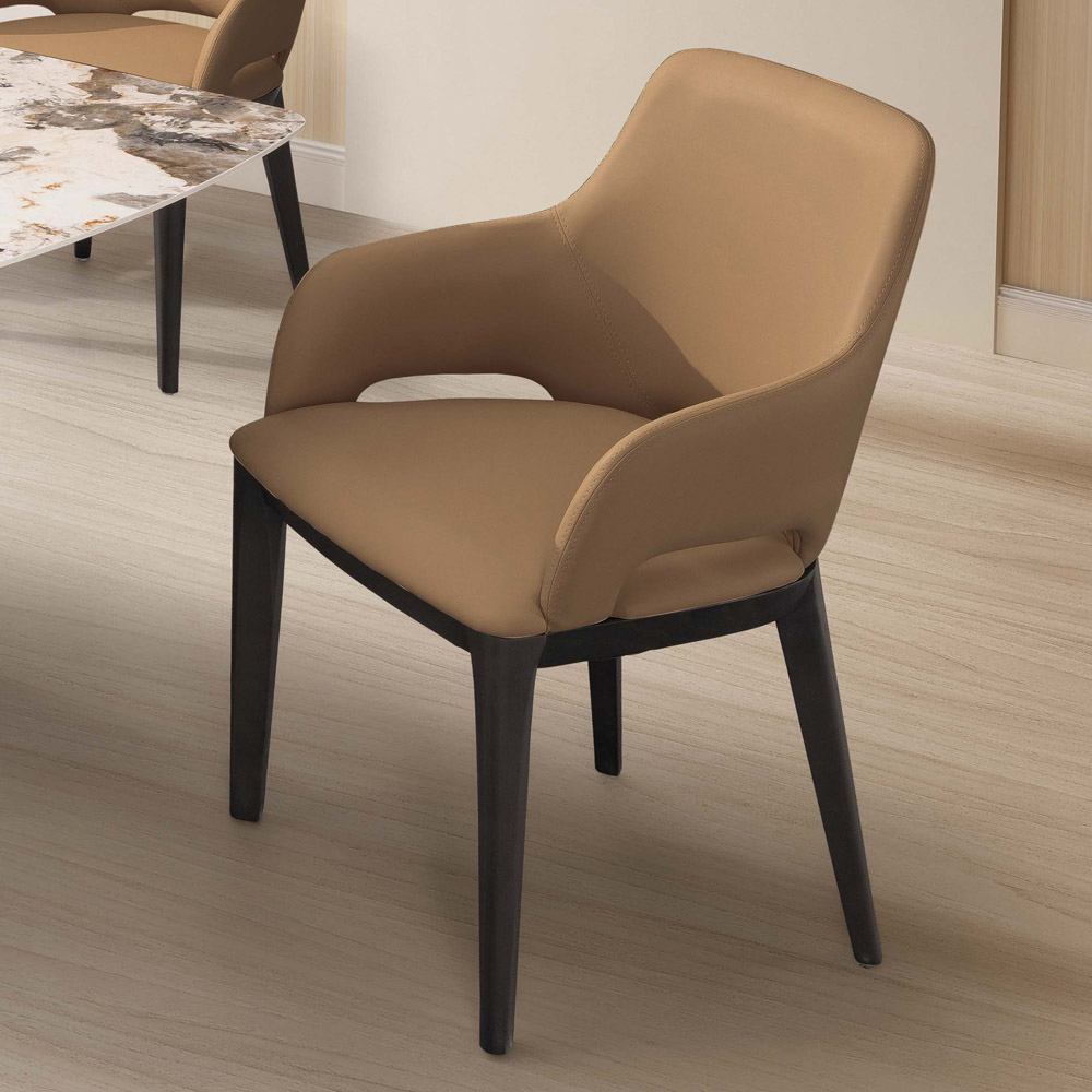 羅蘭德實木餐椅(Y1945A) (淺咖啡皮)