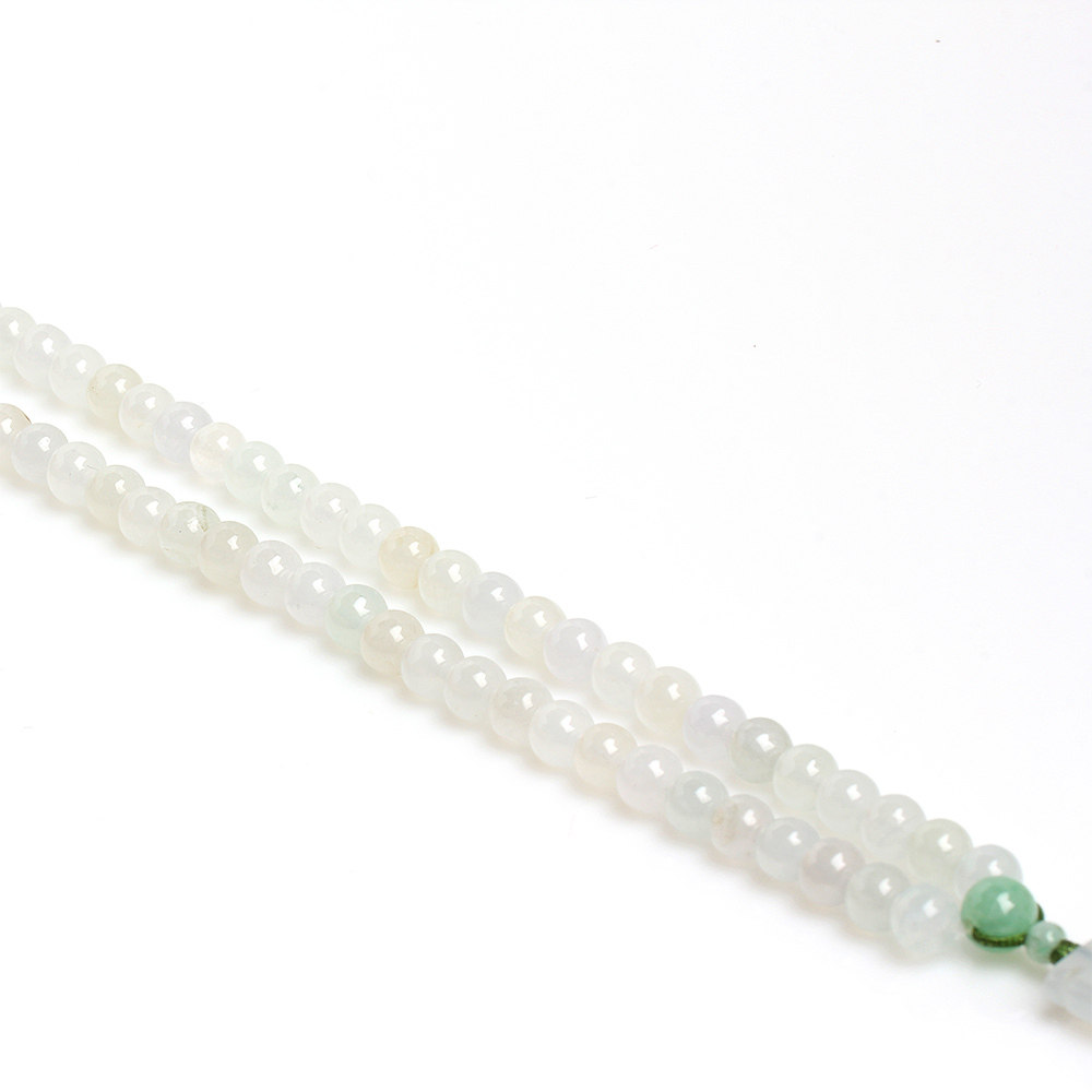 心虔志誠天然冰種白翡翠108顆珠鍊-雅紅珠寶