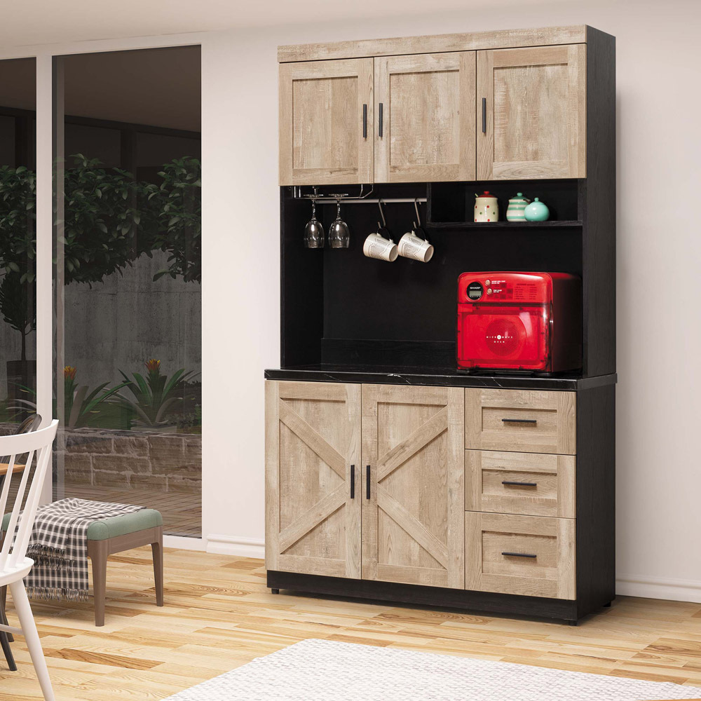 里斯本石面4尺餐櫃(D673+D676+黑石)