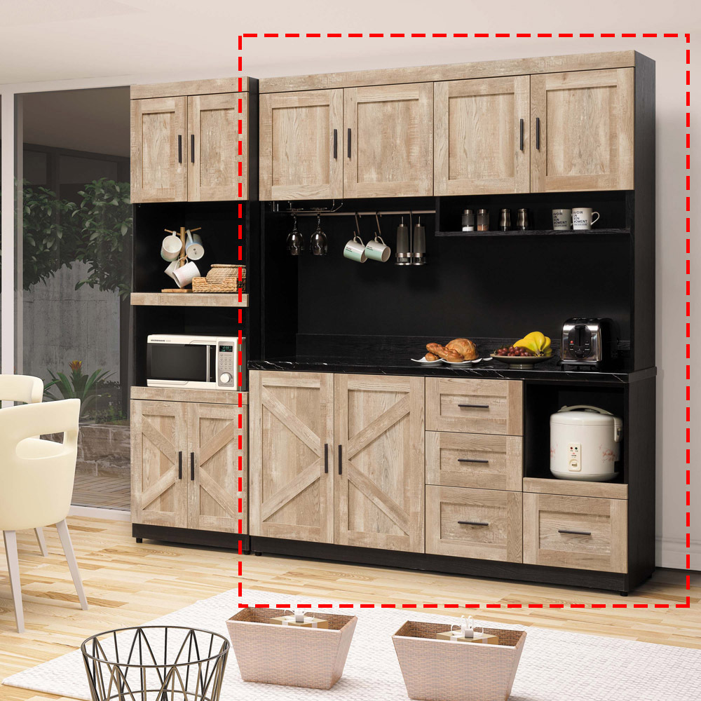 里斯本石面5.3尺餐櫃(D674+D677+黑石)