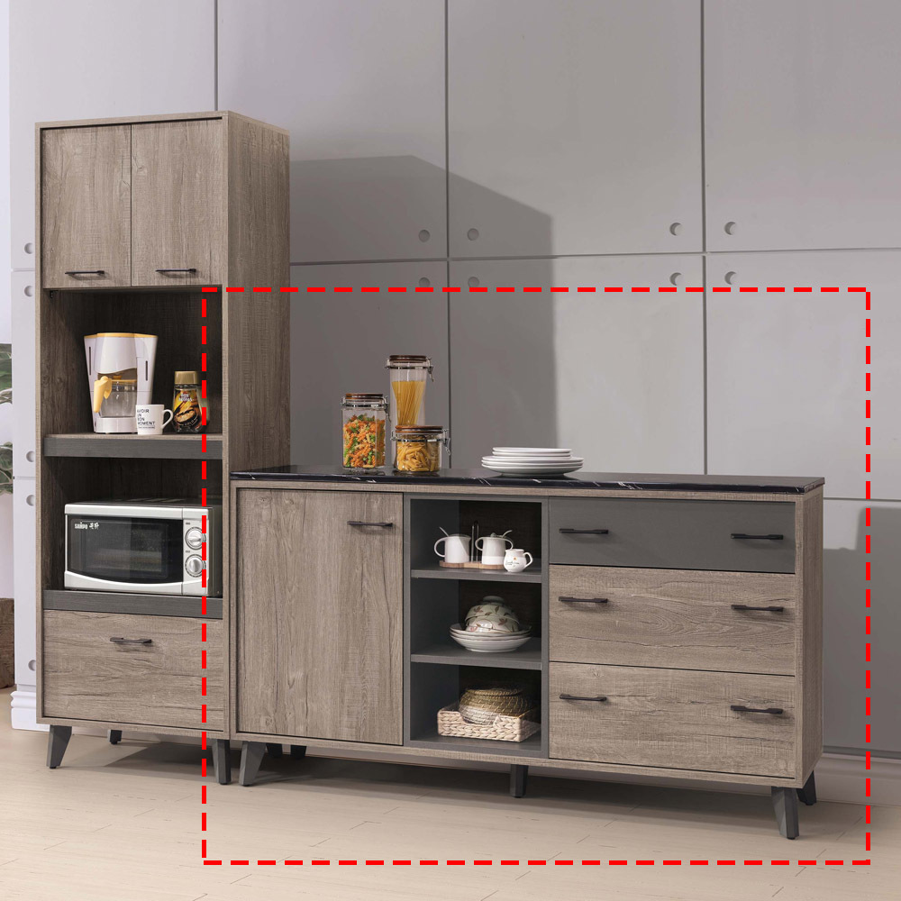 奧蘭多5尺石面收納櫃(F318+黑石)