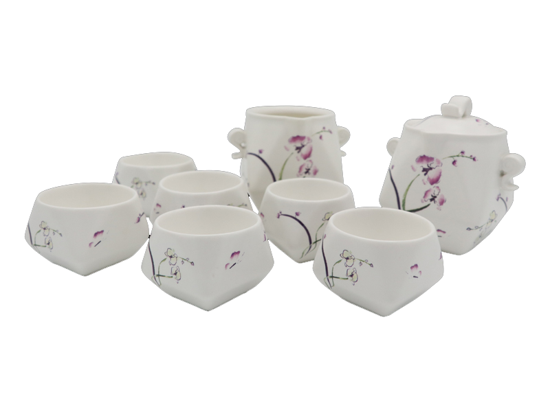 L79-蘭花蝴蝶天燈茶具(一壺一海六杯)